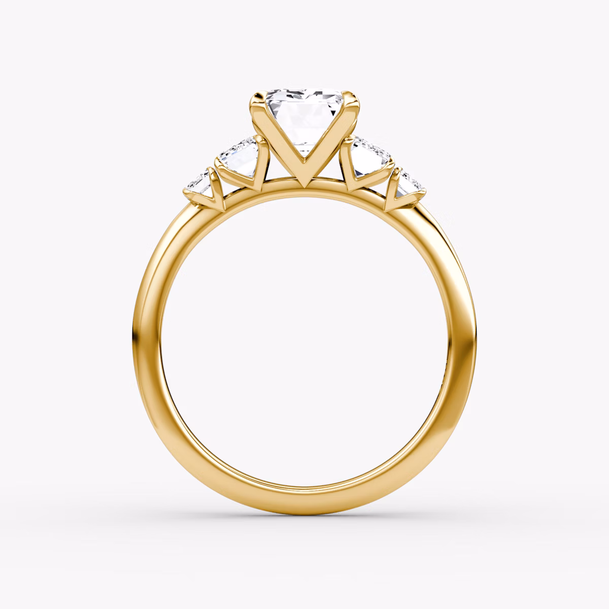 The Statement Five Stone | Emerald | 18k | Yellow Gold | bandAccent: Plain | diamondOrientation: vertical | caratWeight: other