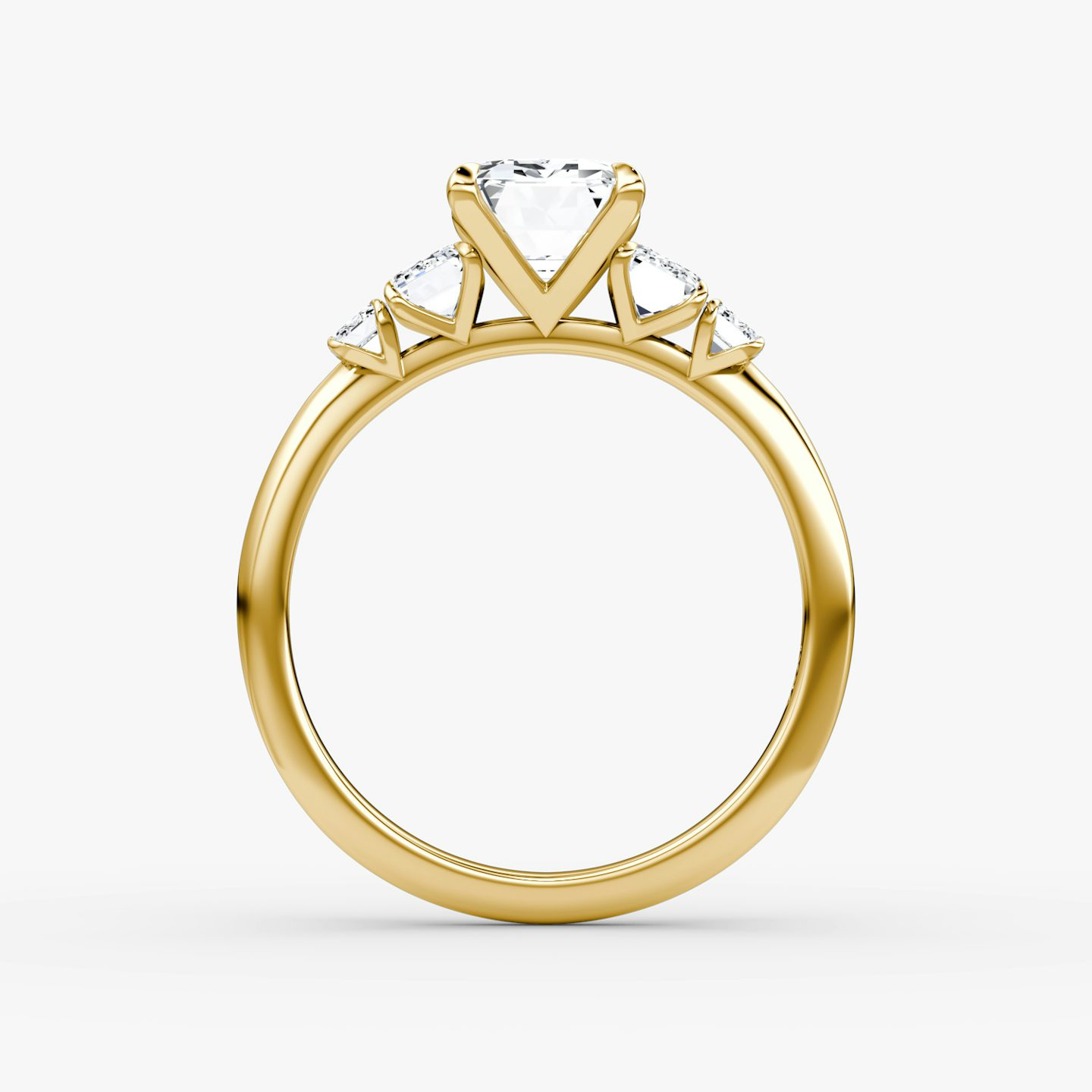 The Statement Five Stone | Emerald | 18k | Yellow Gold | bandAccent: Plain | diamondOrientation: vertical | caratWeight: other