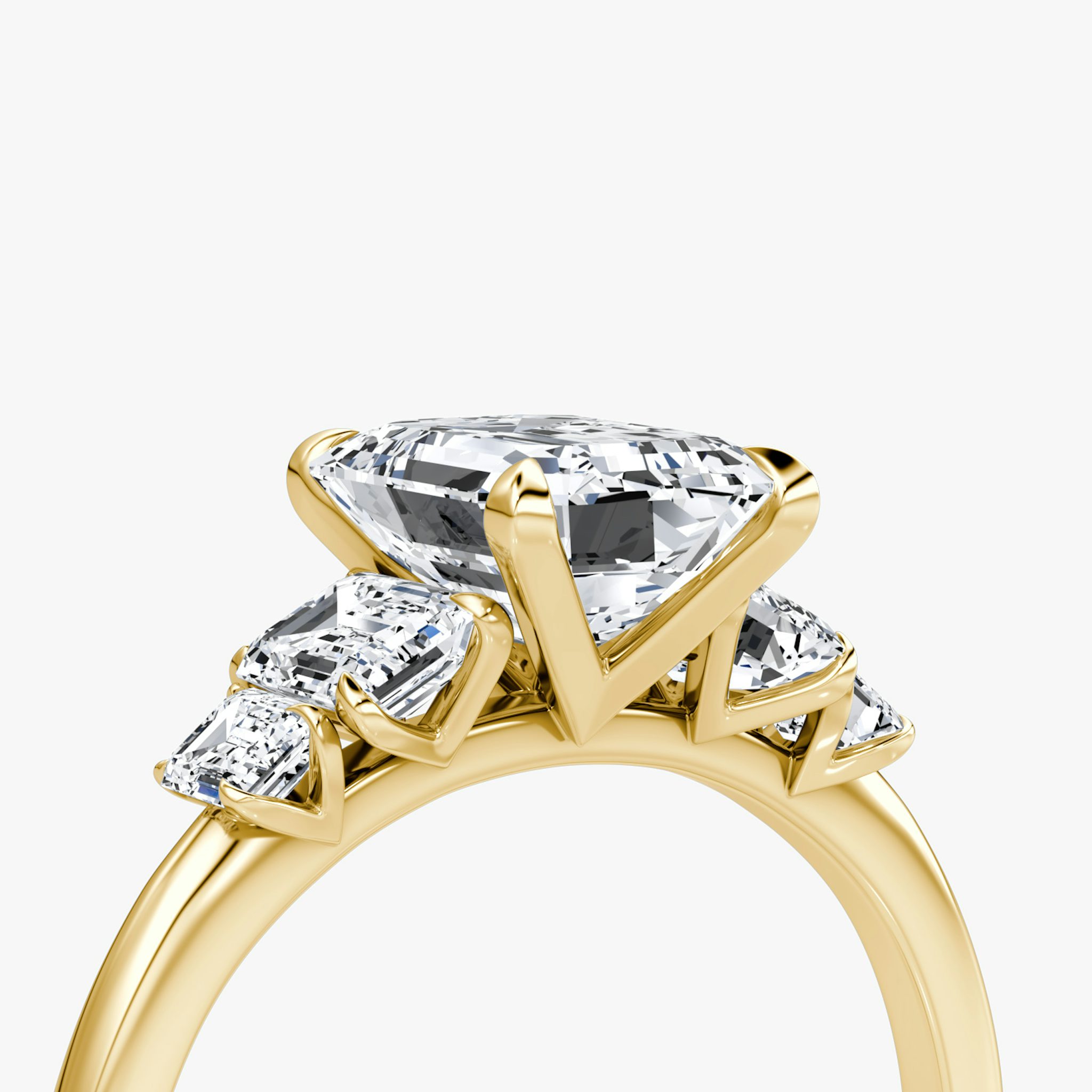 The Statement Five Stone | Emerald | 18k | Yellow Gold | bandAccent: Plain | diamondOrientation: vertical | caratWeight: other