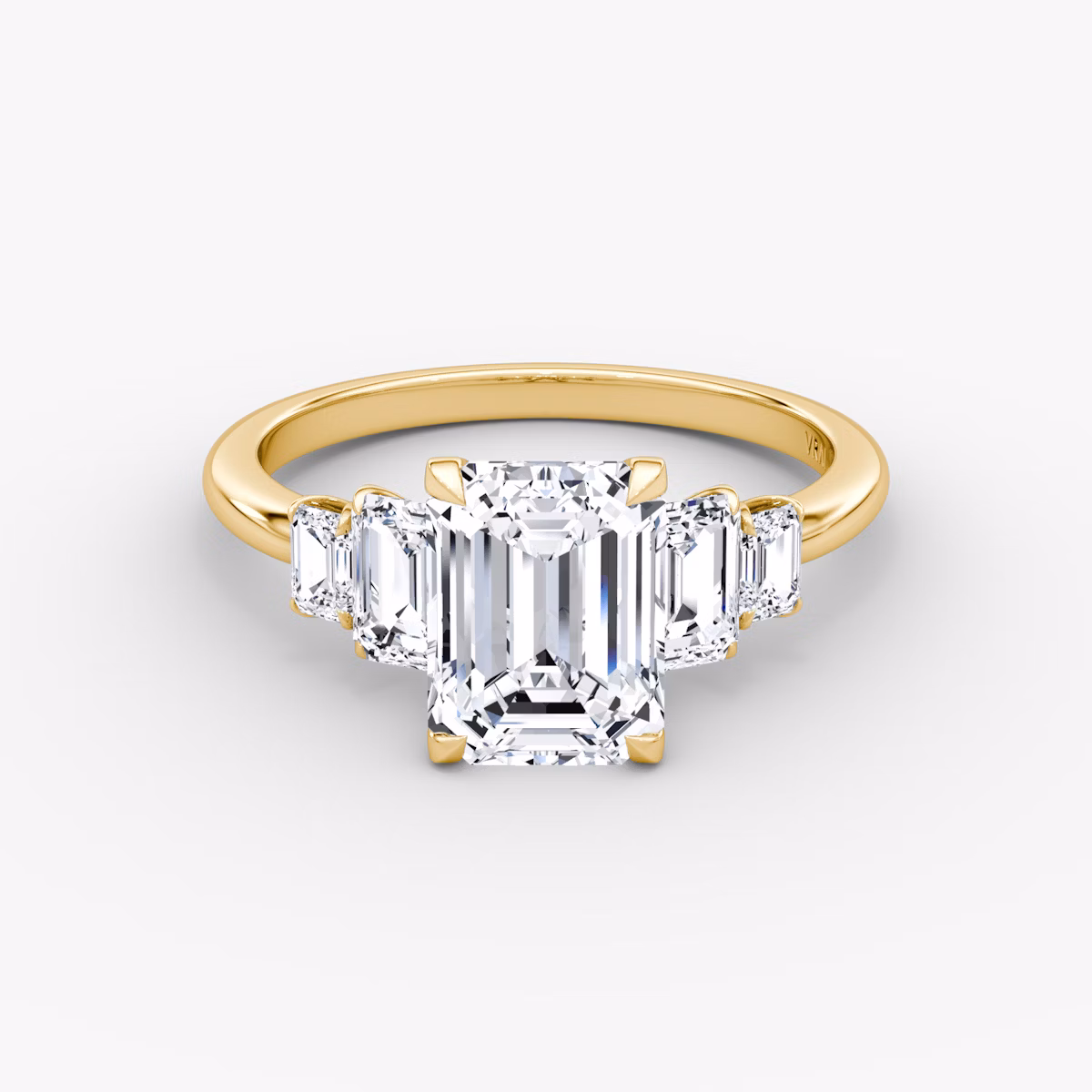 The Statement Five Stone | Emerald | 18k | Yellow Gold | bandAccent: Plain | diamondOrientation: vertical | caratWeight: other