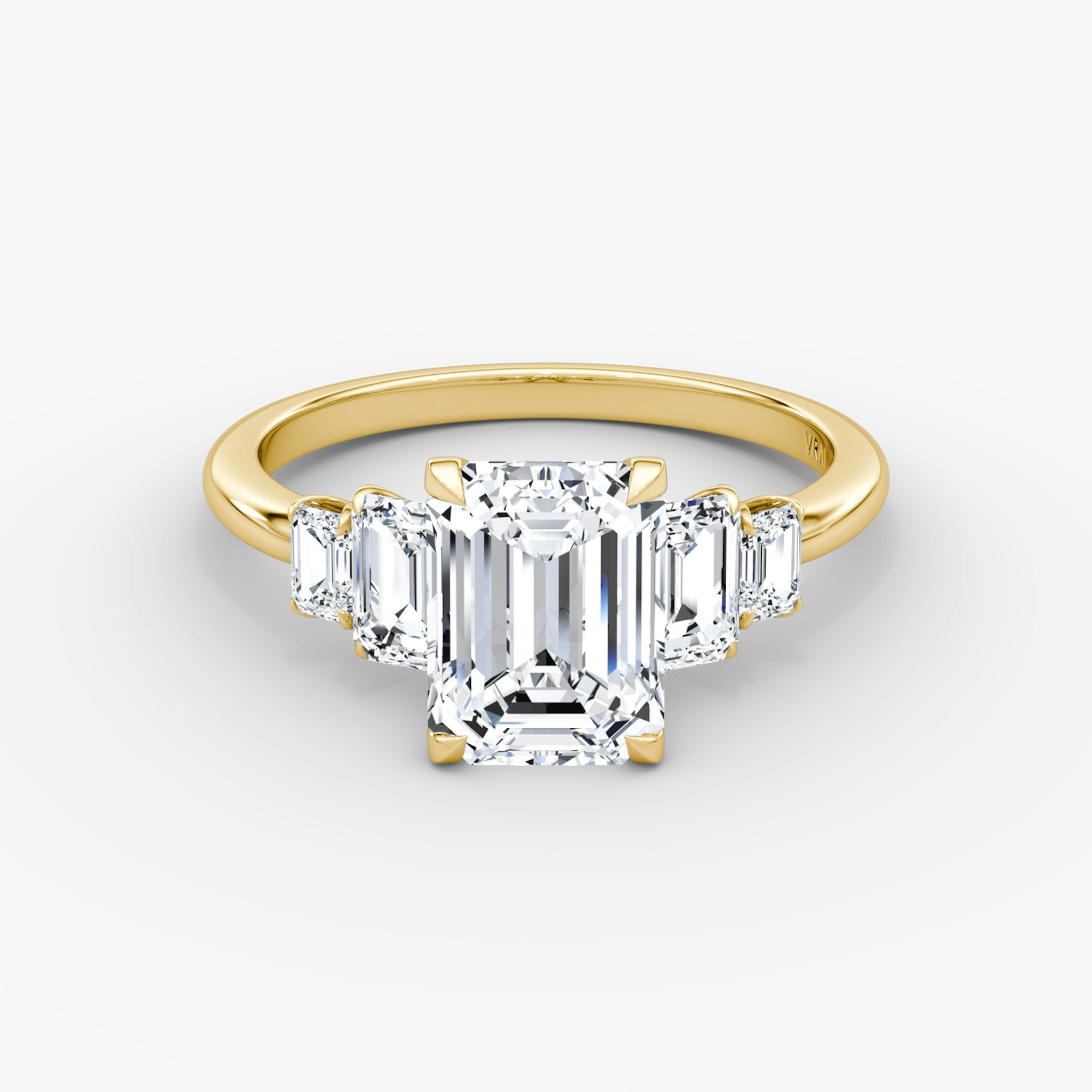 The Statement Five Stone | Emerald | 18k | Yellow Gold | bandAccent: Plain | diamondOrientation: vertical | caratWeight: other