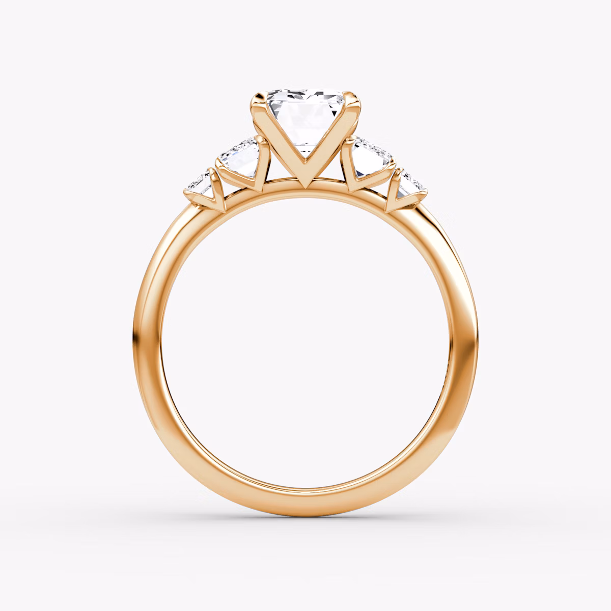 The Statement Five Stone | Emerald | 14k | Rose Gold | bandAccent: Plain | diamondOrientation: vertical | caratWeight: other
