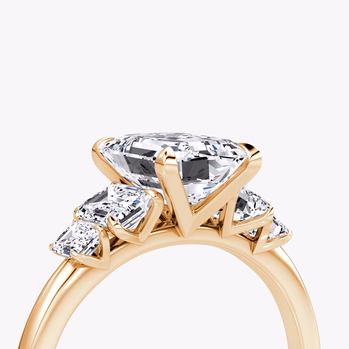 The Statement Five Stone | Emerald | 14k | Rose Gold | bandAccent: Plain | diamondOrientation: vertical | caratWeight: other