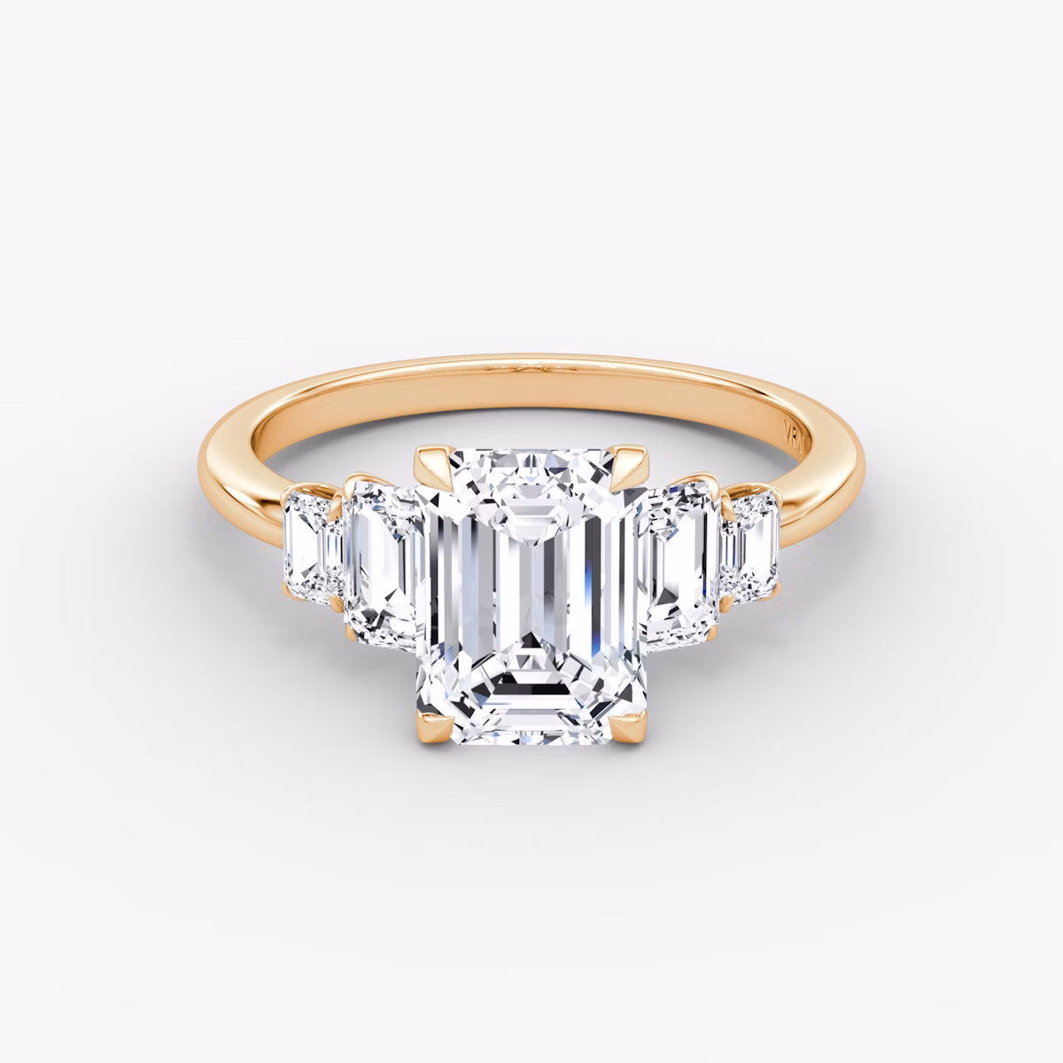 The Statement Five Stone | Emerald | 14k | Rose Gold | bandAccent: Plain | diamondOrientation: vertical | caratWeight: other
