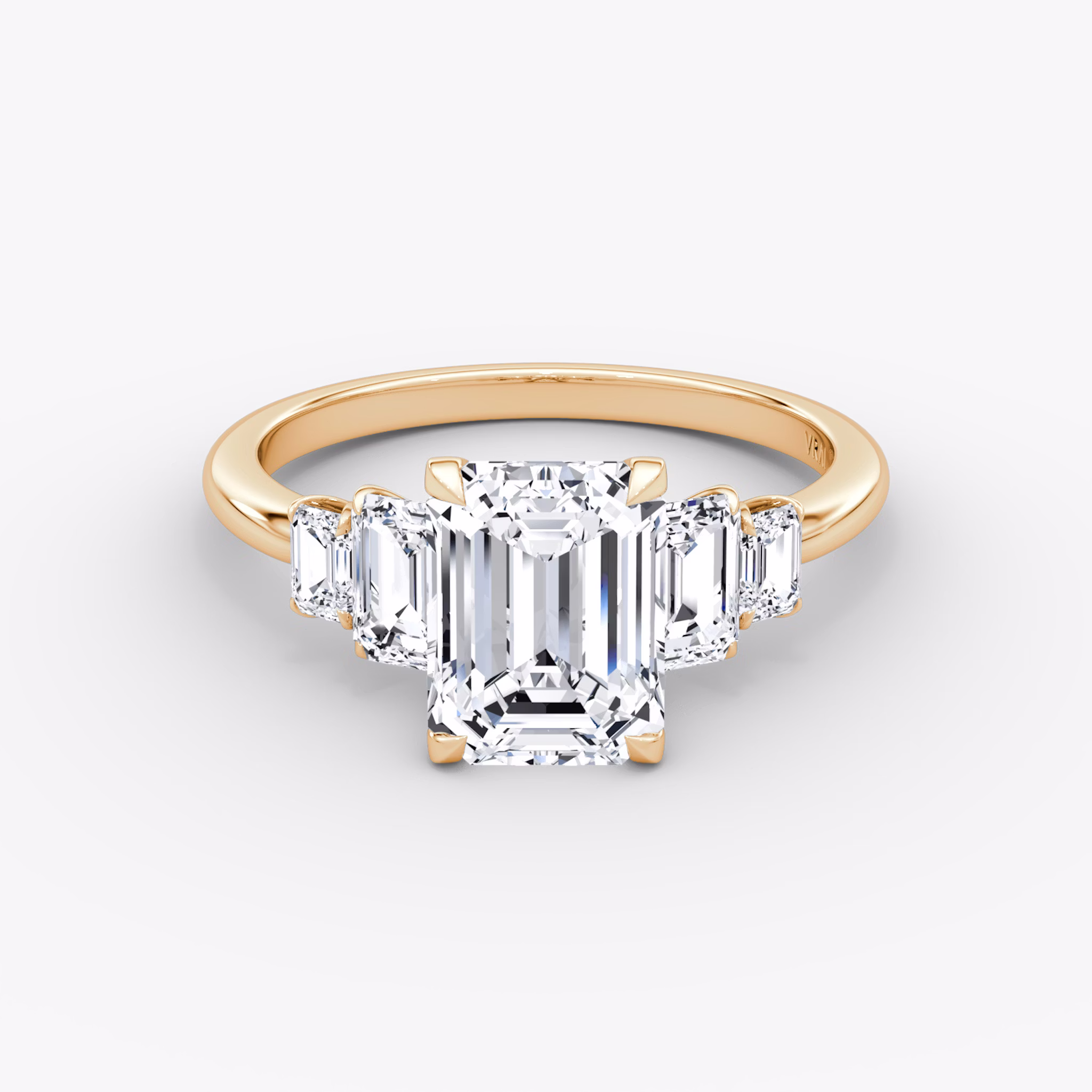 The Statement Five Stone | Emerald | 14k | Rose Gold | bandAccent: Plain | diamondOrientation: vertical | caratWeight: other
