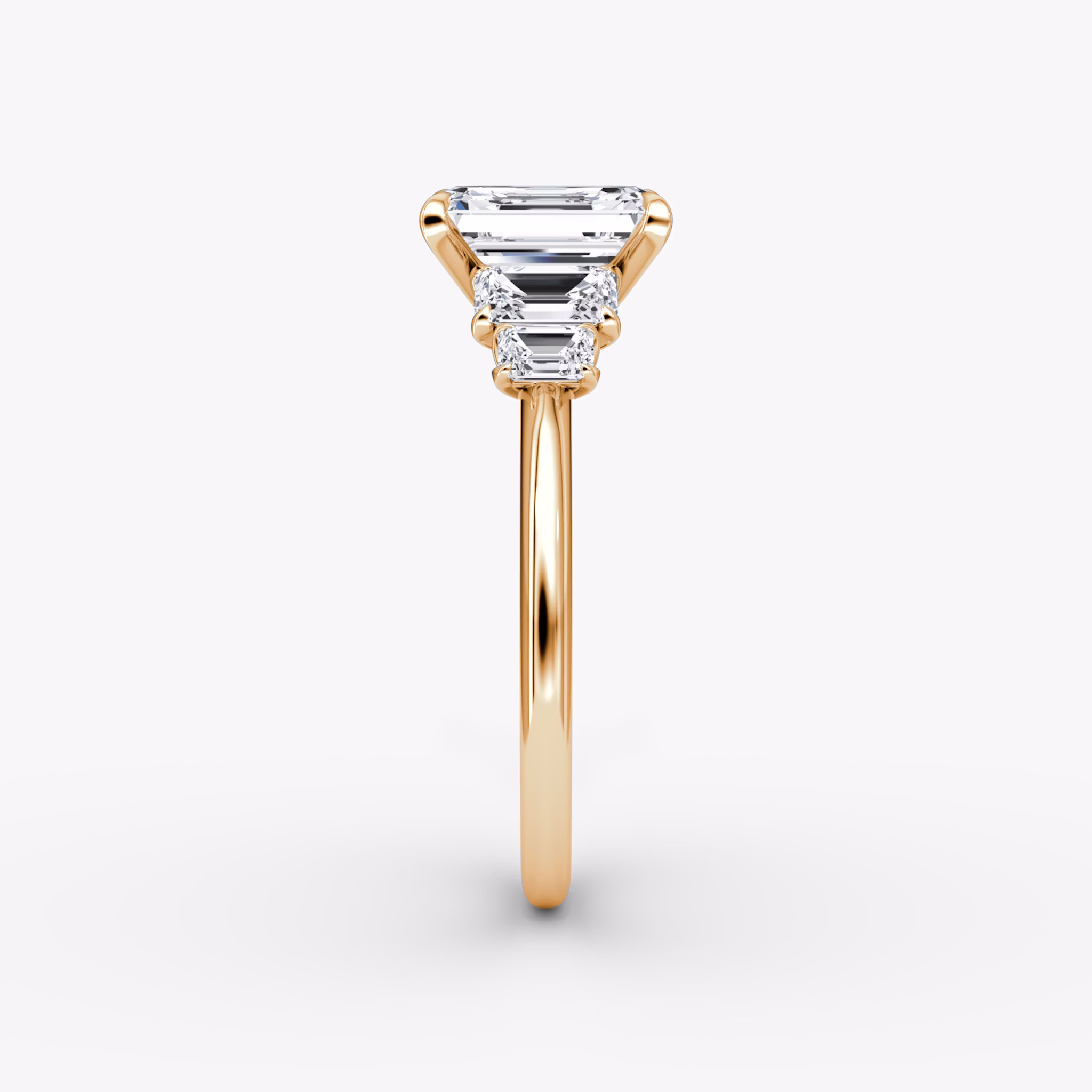 The Statement Five Stone | Emerald | 14k | Rose Gold | bandAccent: Plain | diamondOrientation: vertical | caratWeight: other