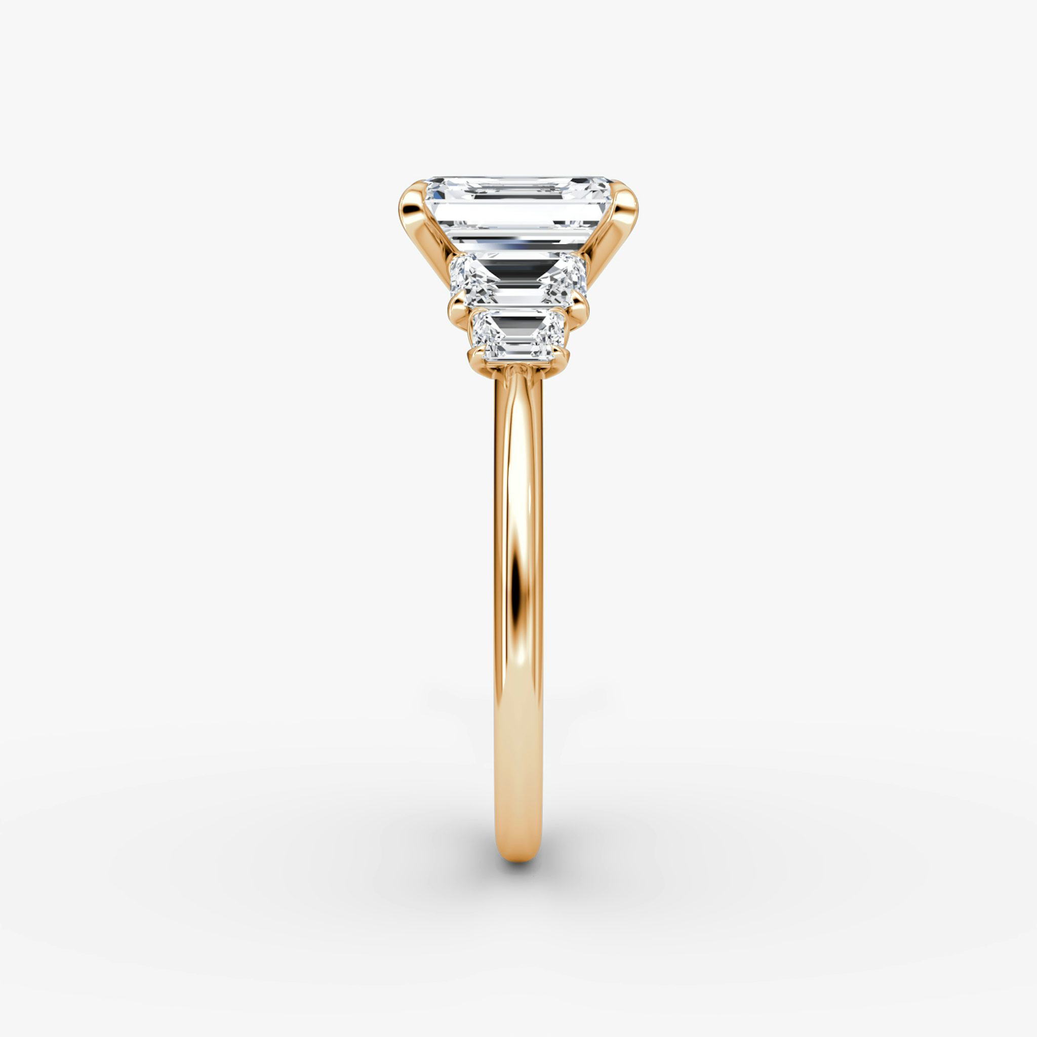 The Statement Five Stone | Emerald | 14k | Rose Gold | bandAccent: Plain | diamondOrientation: vertical | caratWeight: other