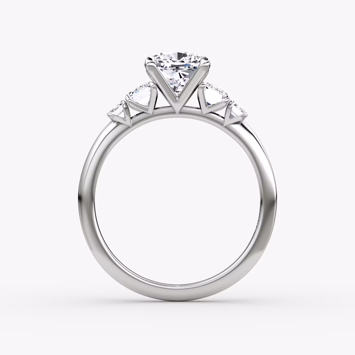 The Statement Five Stone | Cushion | 18k | White Gold | bandAccent: Plain | diamondOrientation: vertical | caratWeight: other