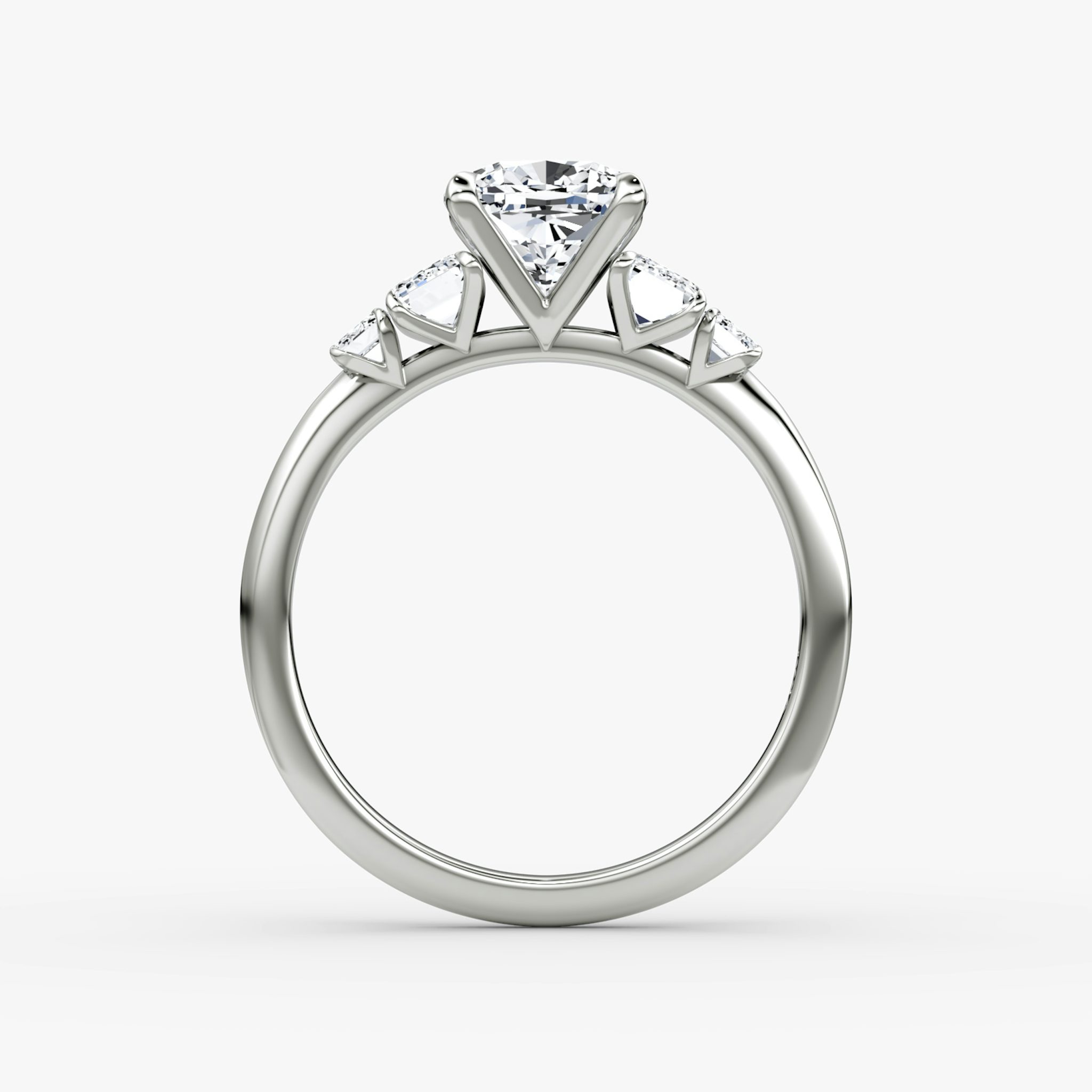 The Statement Five Stone | Cushion | Platinum | bandAccent: Plain | diamondOrientation: vertical | caratWeight: other