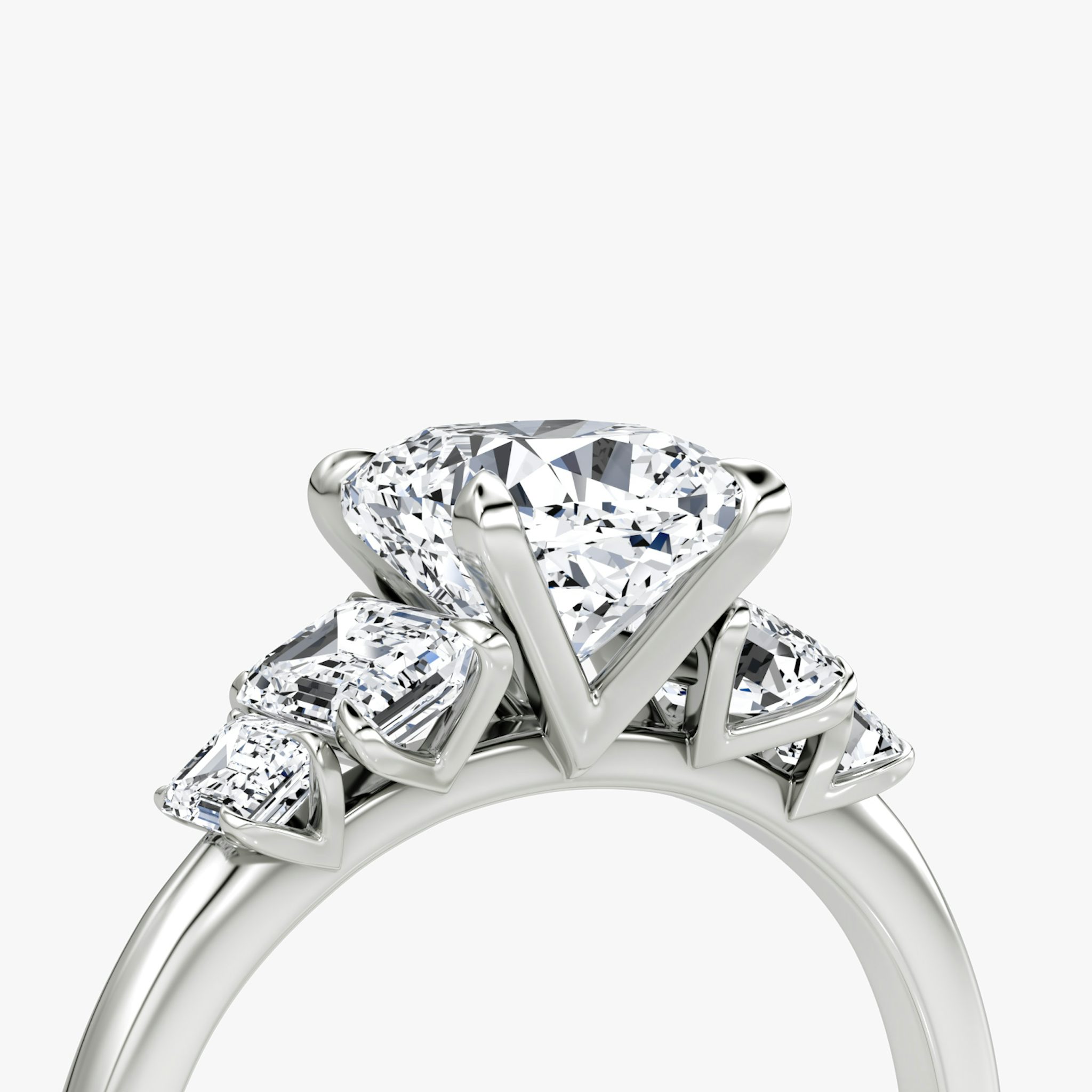 The Statement Five Stone | Cushion | Platinum | bandAccent: Plain | diamondOrientation: vertical | caratWeight: other