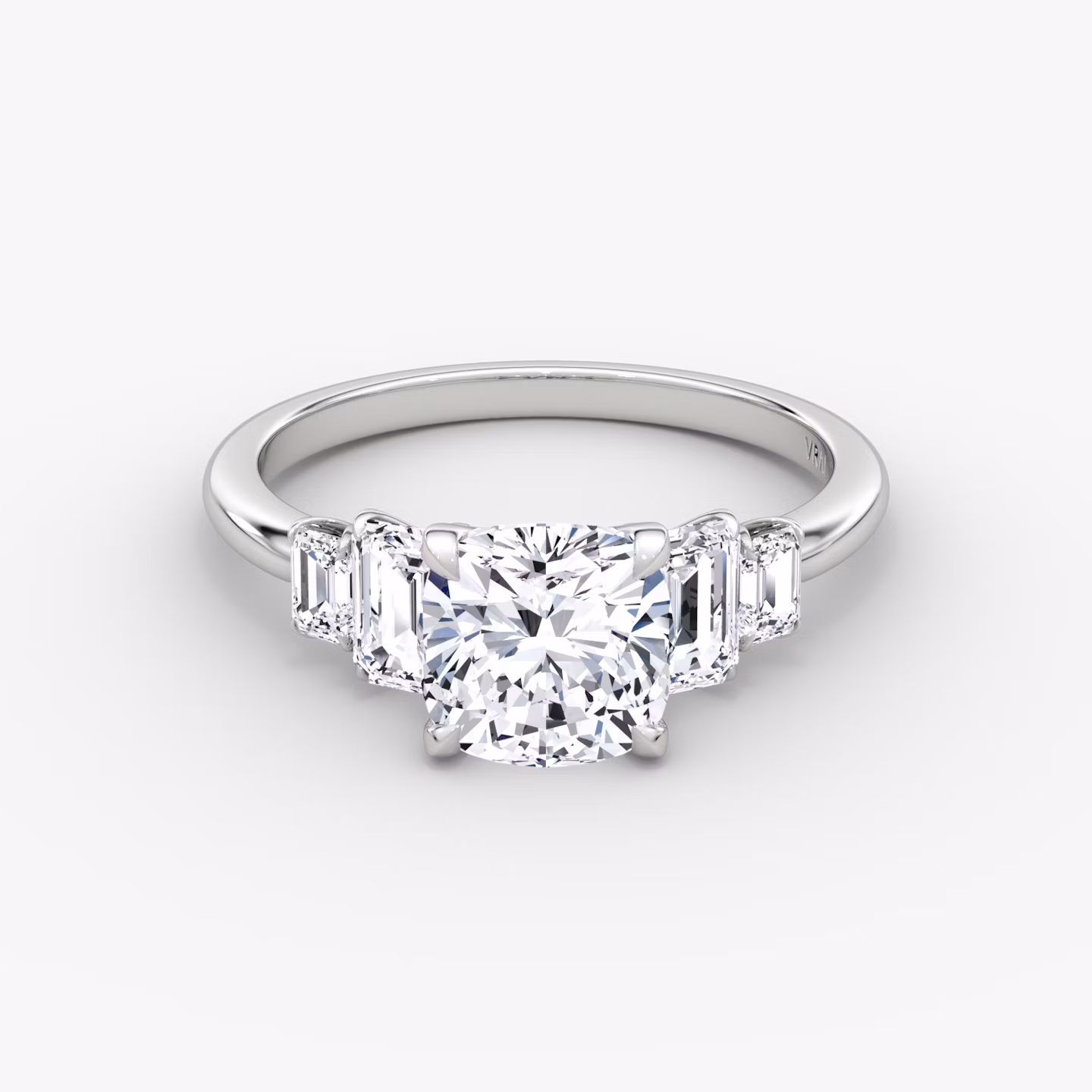 The Statement Five Stone | Cushion | 18k | White Gold | bandAccent: Plain | diamondOrientation: vertical | caratWeight: other
