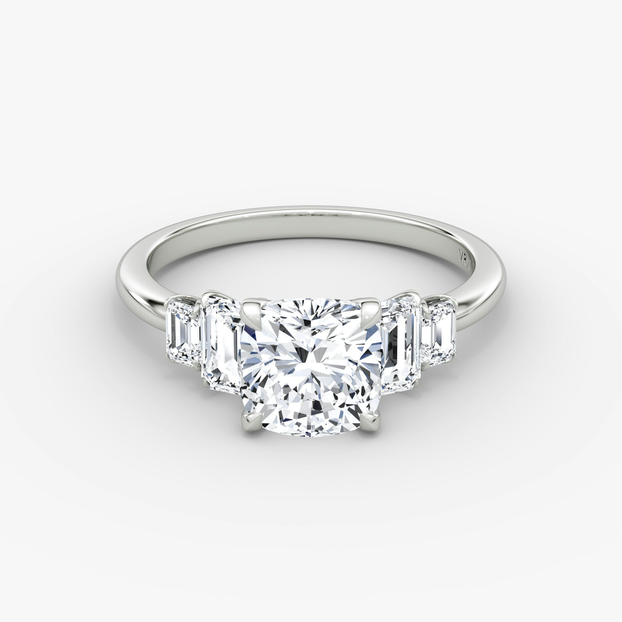 The Statement Five Stone | Cushion | Platinum | bandAccent: Plain | diamondOrientation: vertical | caratWeight: other