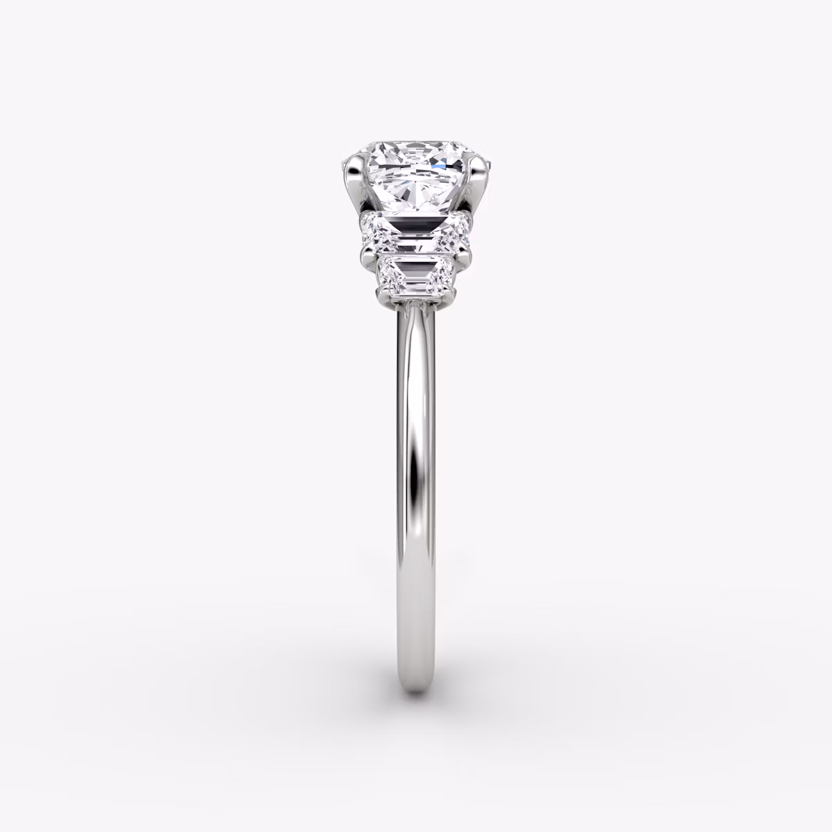 The Statement Five Stone | Cushion | 18k | White Gold | bandAccent: Plain | diamondOrientation: vertical | caratWeight: other