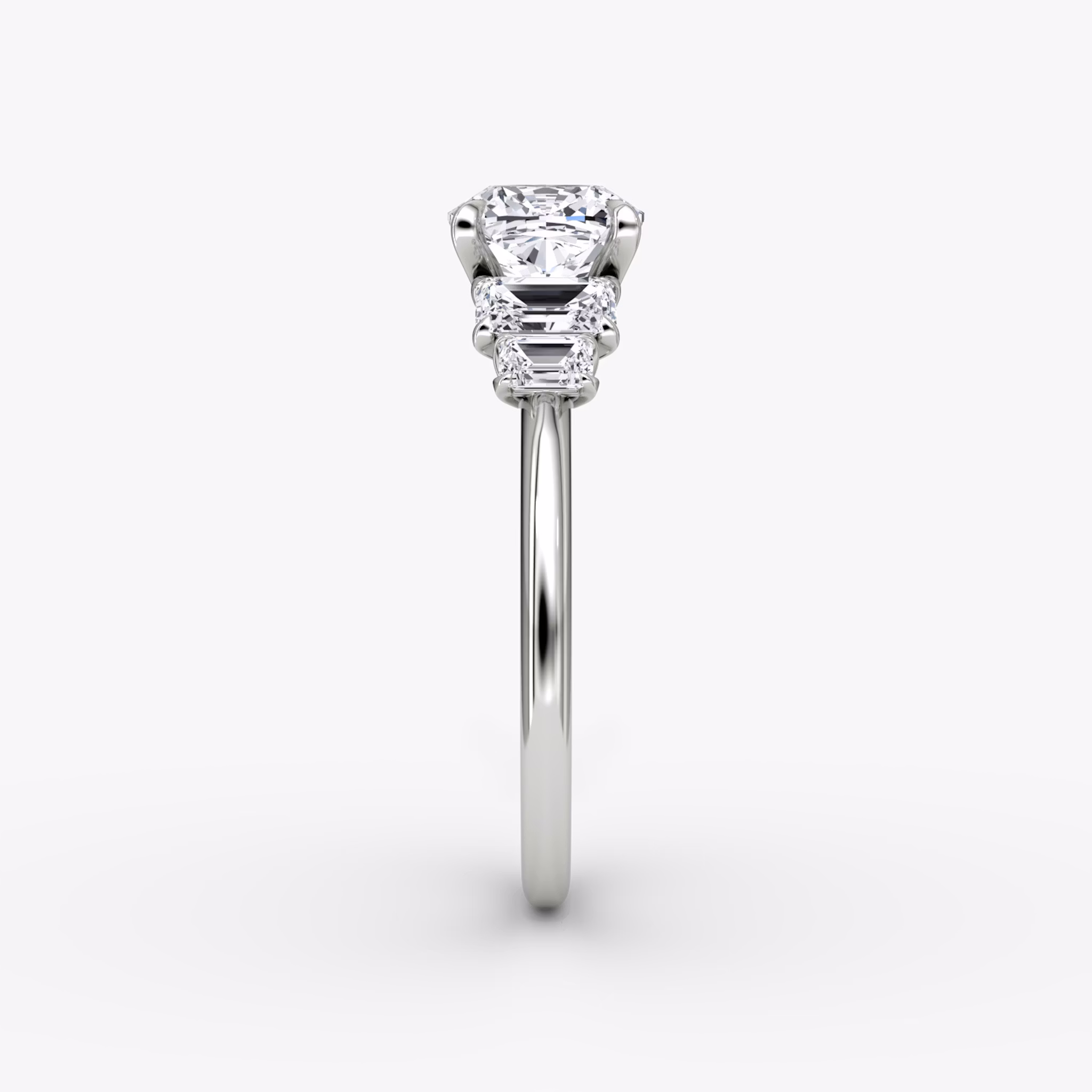 The Statement Five Stone | Cushion | Platinum | bandAccent: Plain | diamondOrientation: vertical | caratWeight: other