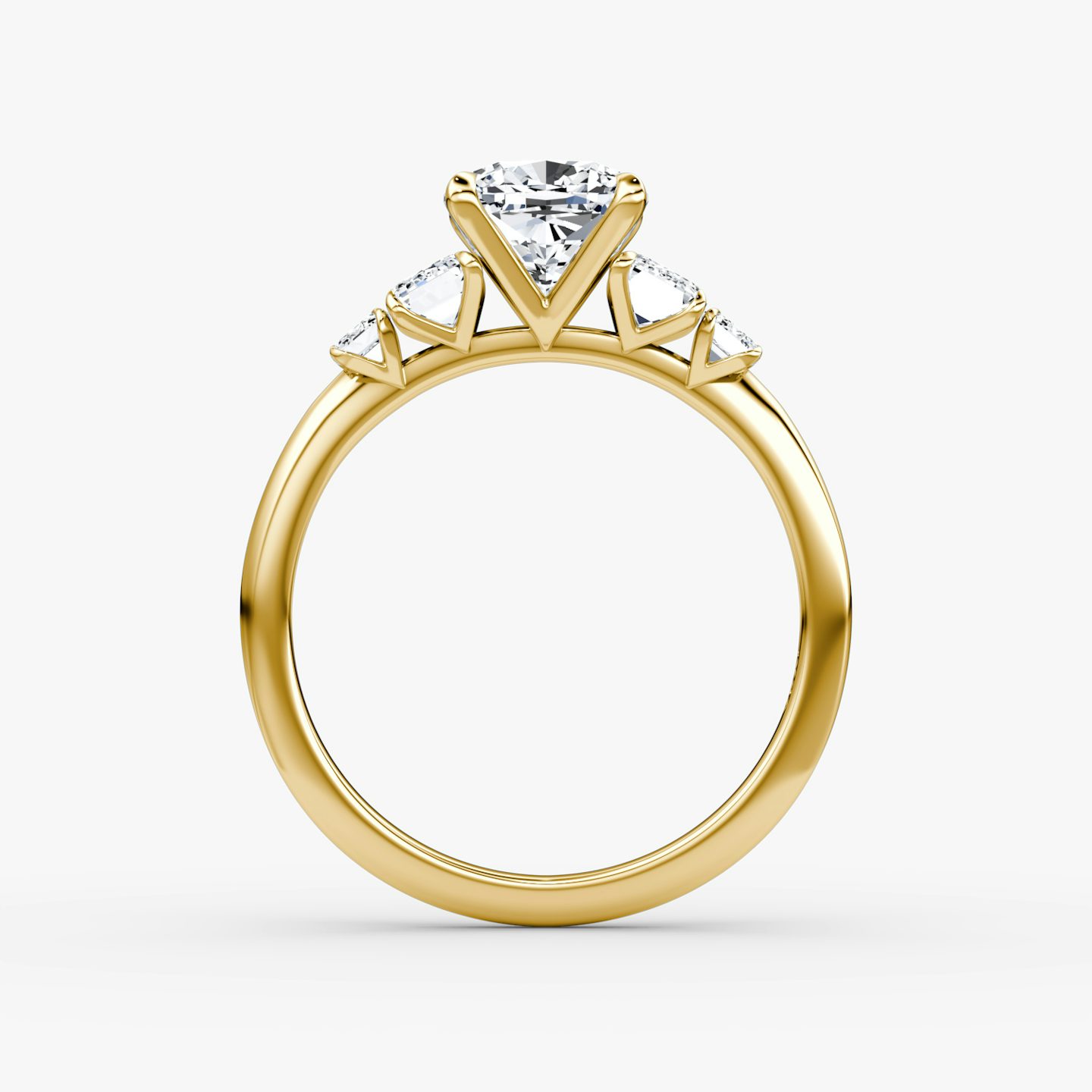 The Statement Five Stone | Cushion | 18k | Yellow Gold | bandAccent: Plain | diamondOrientation: vertical | caratWeight: other