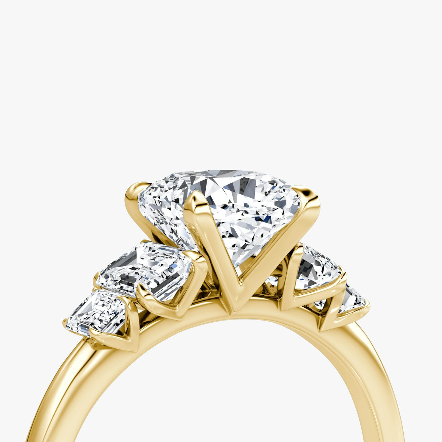 The Statement Five Stone | Cushion | 18k | Yellow Gold | bandAccent: Plain | diamondOrientation: vertical | caratWeight: other