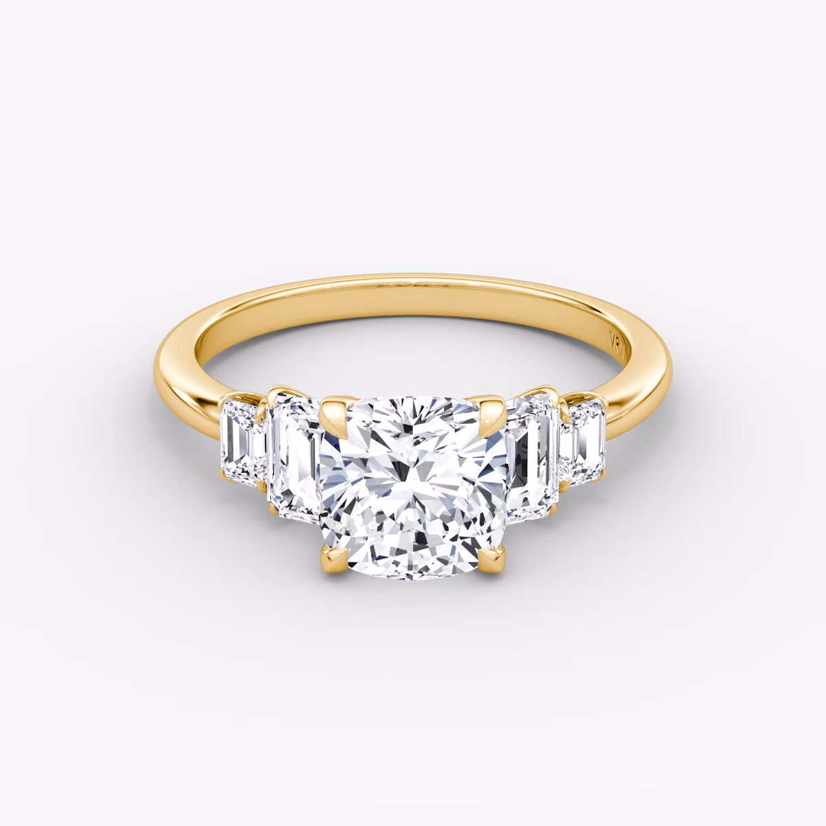 The Statement Five Stone | Cushion | 18k | Yellow Gold | bandAccent: Plain | diamondOrientation: vertical | caratWeight: other