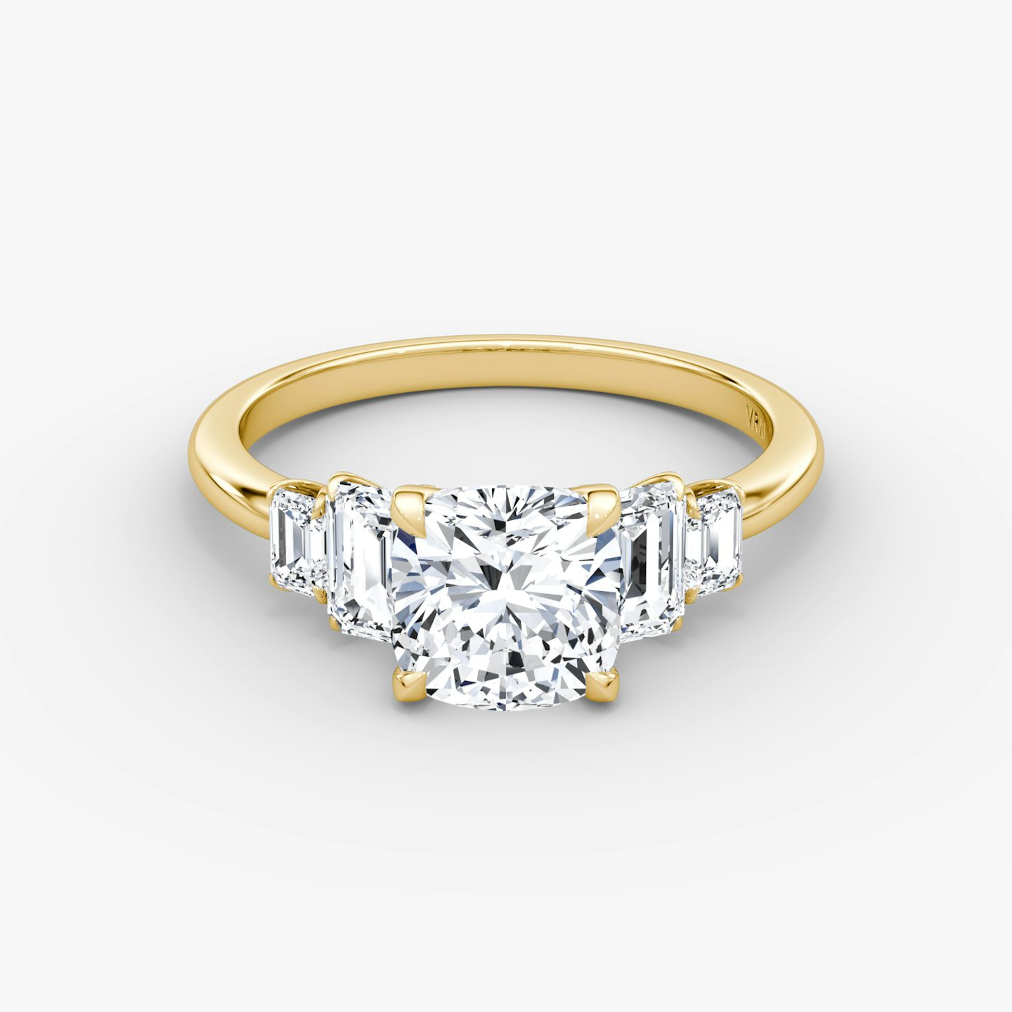 The Statement Five Stone | Cushion | 18k | Yellow Gold | bandAccent: Plain | diamondOrientation: vertical | caratWeight: other