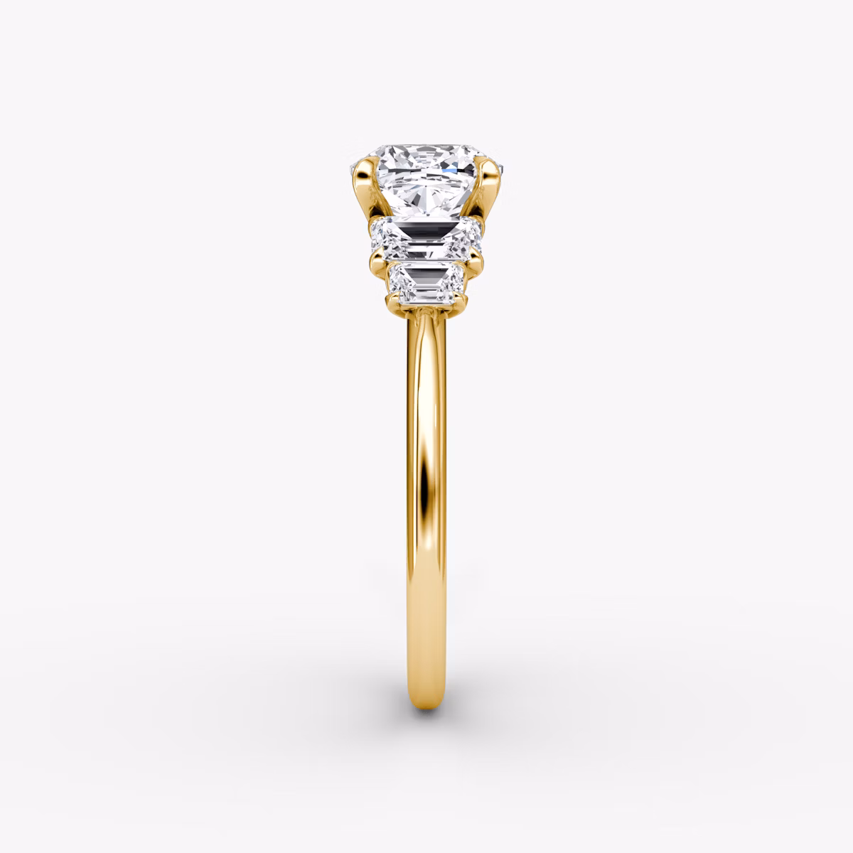 The Statement Five Stone | Cushion | 18k | Yellow Gold | bandAccent: Plain | diamondOrientation: vertical | caratWeight: other