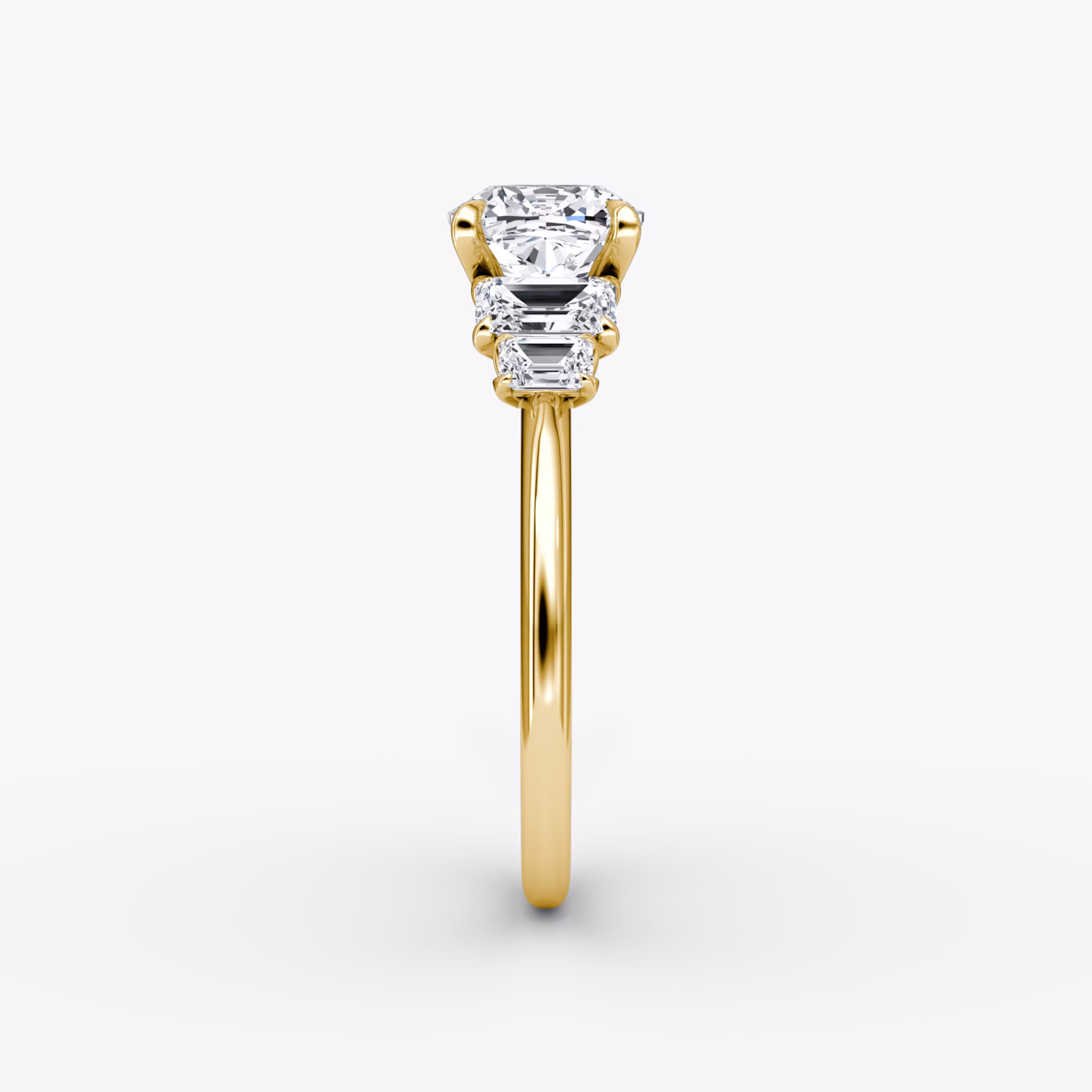 The Statement Five Stone | Cushion | 18k | Yellow Gold | bandAccent: Plain | diamondOrientation: vertical | caratWeight: other