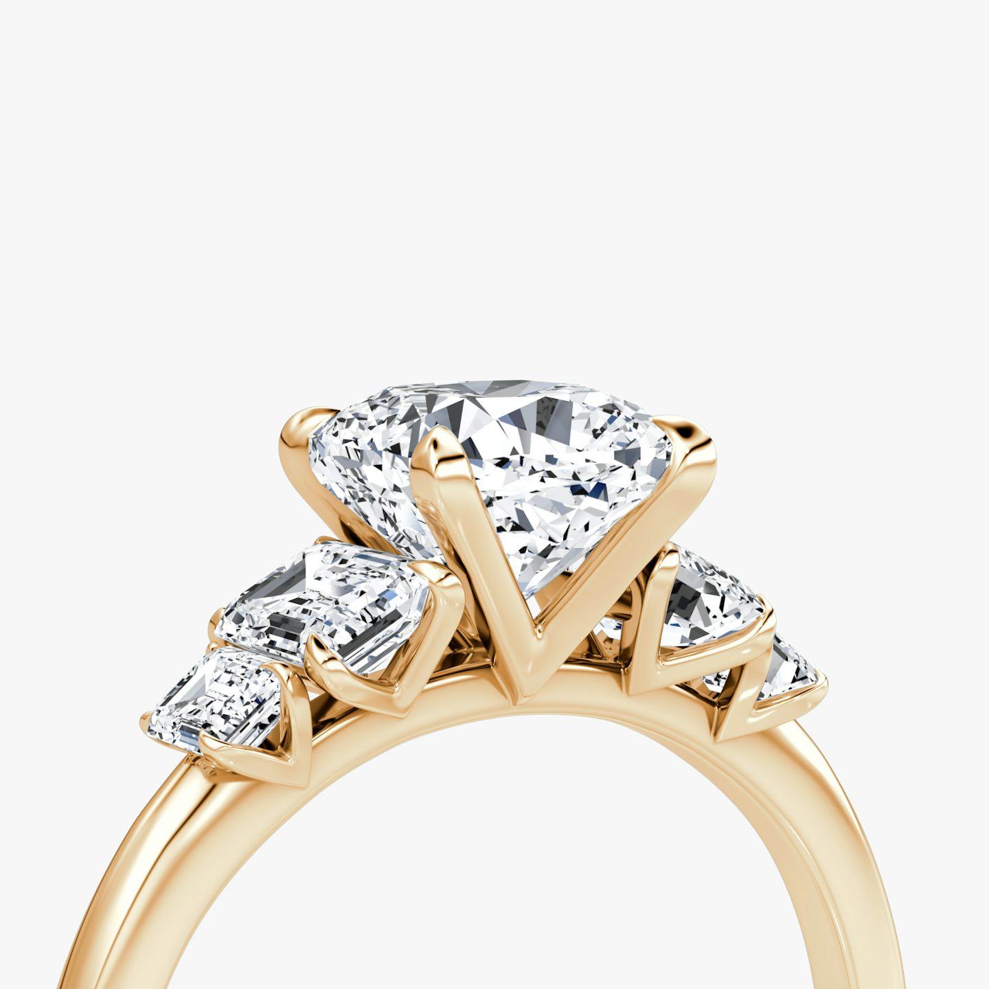 Statement Five Stone | Cushion | 14k | Roségold | bandAccent: Ohne Pavé-Besatz | diamondOrientation: vertical | caratWeight: other