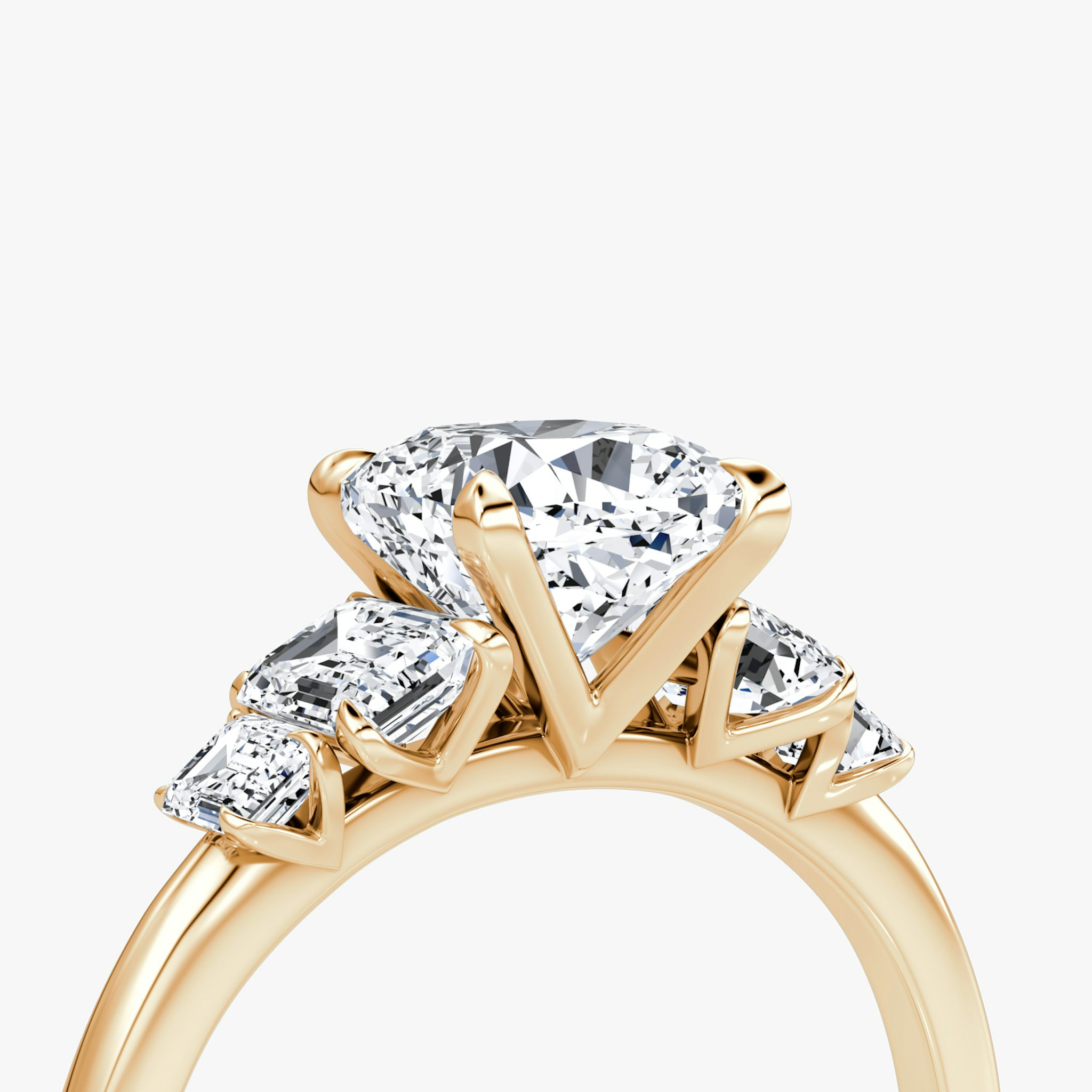 The Statement Five Stone | Cushion | 14k | Rose Gold | bandAccent: Plain | diamondOrientation: vertical | caratWeight: other