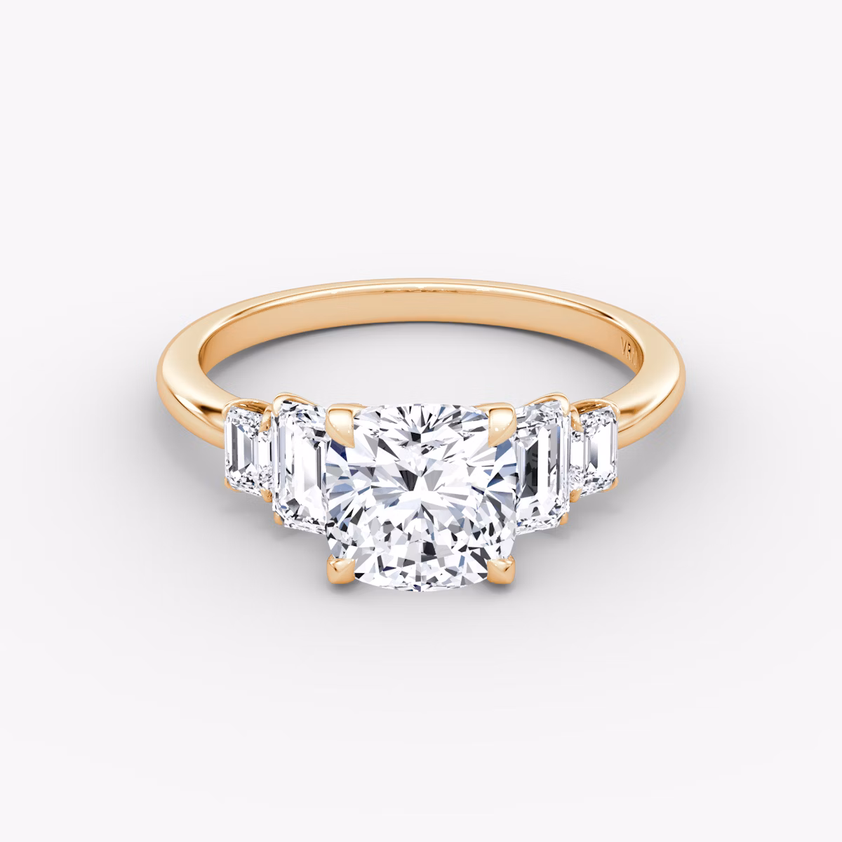 Statement Five Stone | Cushion | 14k | Roségold | bandAccent: Ohne Pavé-Besatz | diamondOrientation: vertical | caratWeight: other