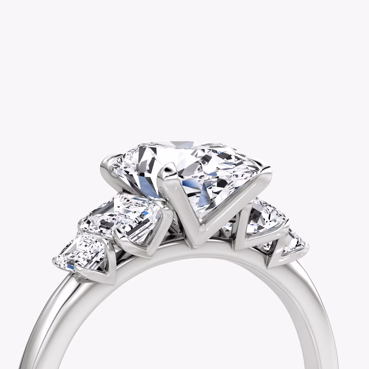 The Statement Five Stone | Oval | Platinum | bandAccent: Plain | diamondOrientation: vertical | caratWeight: other