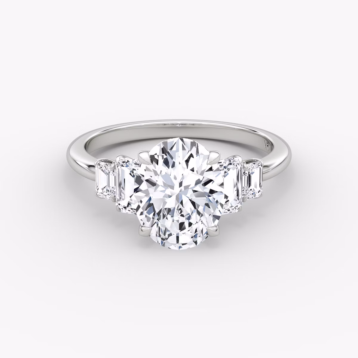 The Statement Five Stone | Oval | Platinum | bandAccent: Plain | diamondOrientation: vertical | caratWeight: other
