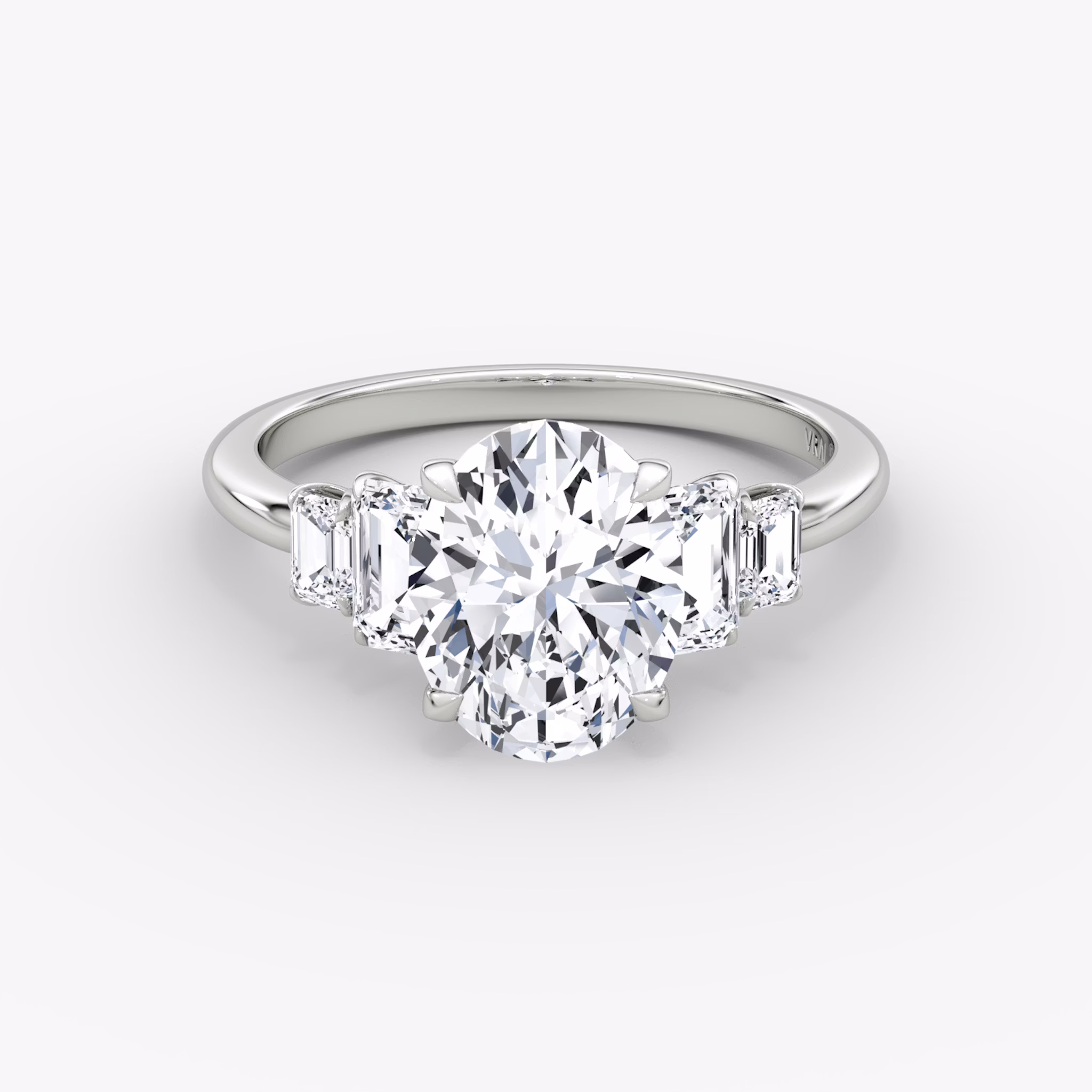 The Statement Five Stone | Oval | 18k | White Gold | bandAccent: Plain | diamondOrientation: vertical | caratWeight: other