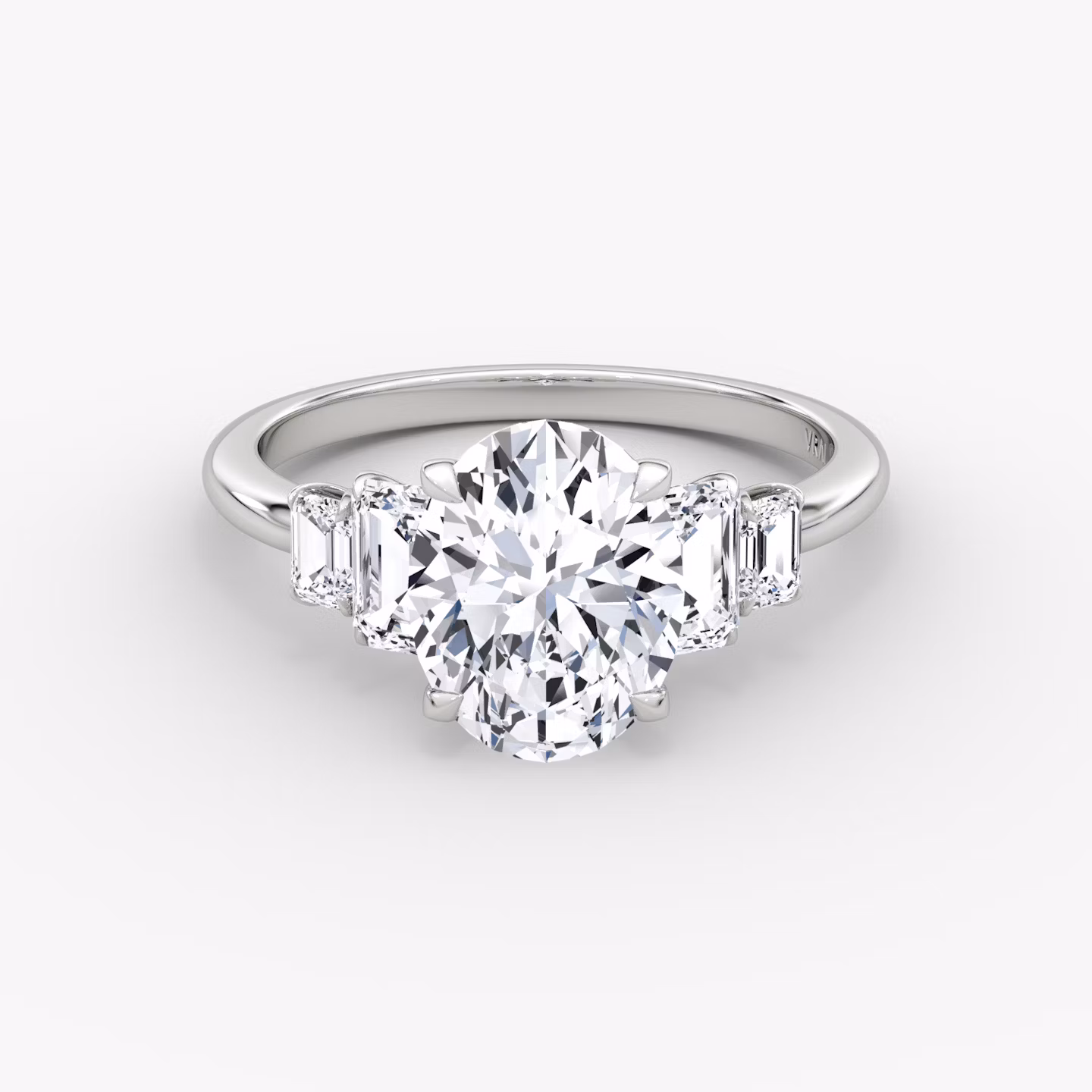 The Statement Five Stone | Oval | 18k | White Gold | bandAccent: Plain | diamondOrientation: vertical | caratWeight: other