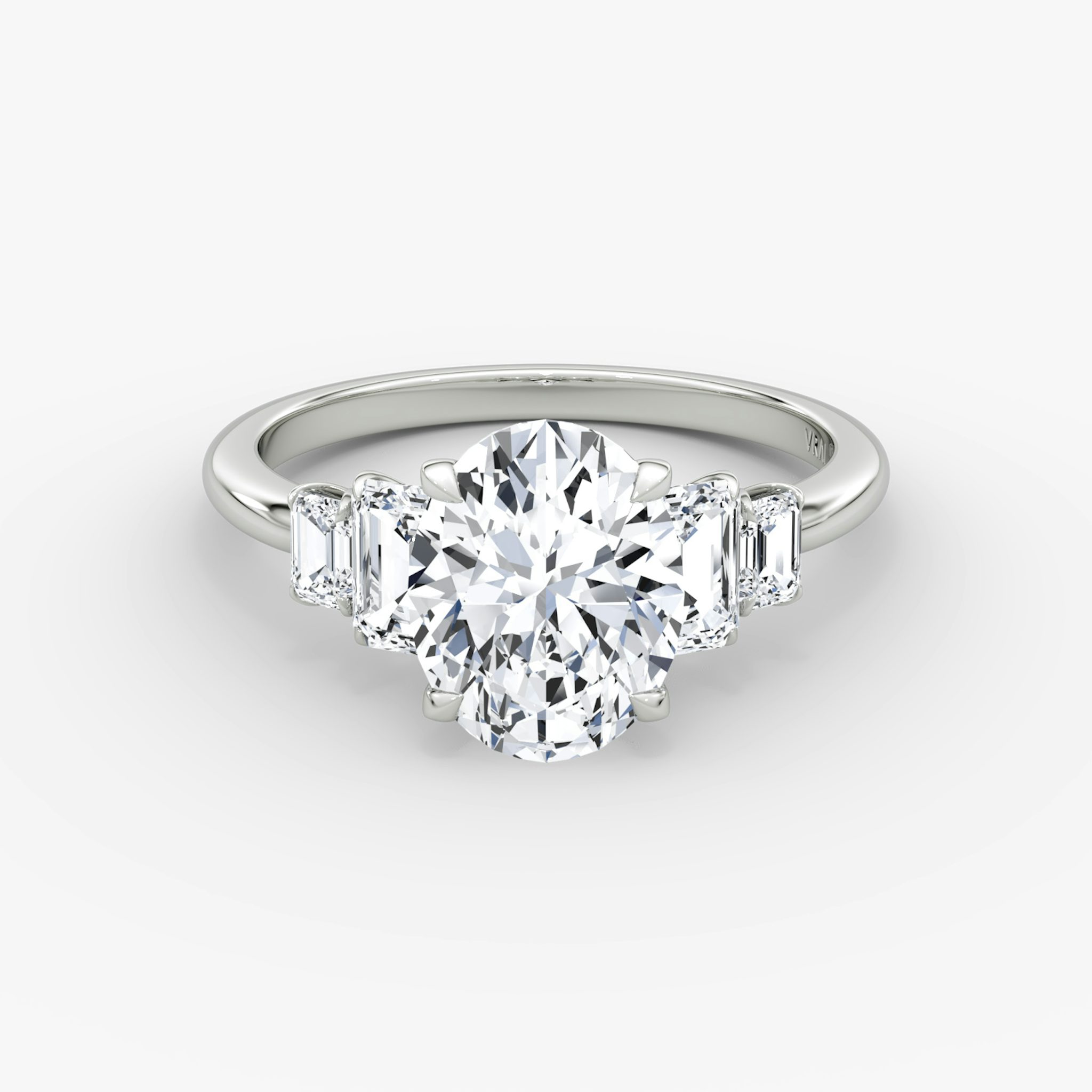 The Statement Five Stone | Oval | 18k | White Gold | bandAccent: Plain | diamondOrientation: vertical | caratWeight: other
