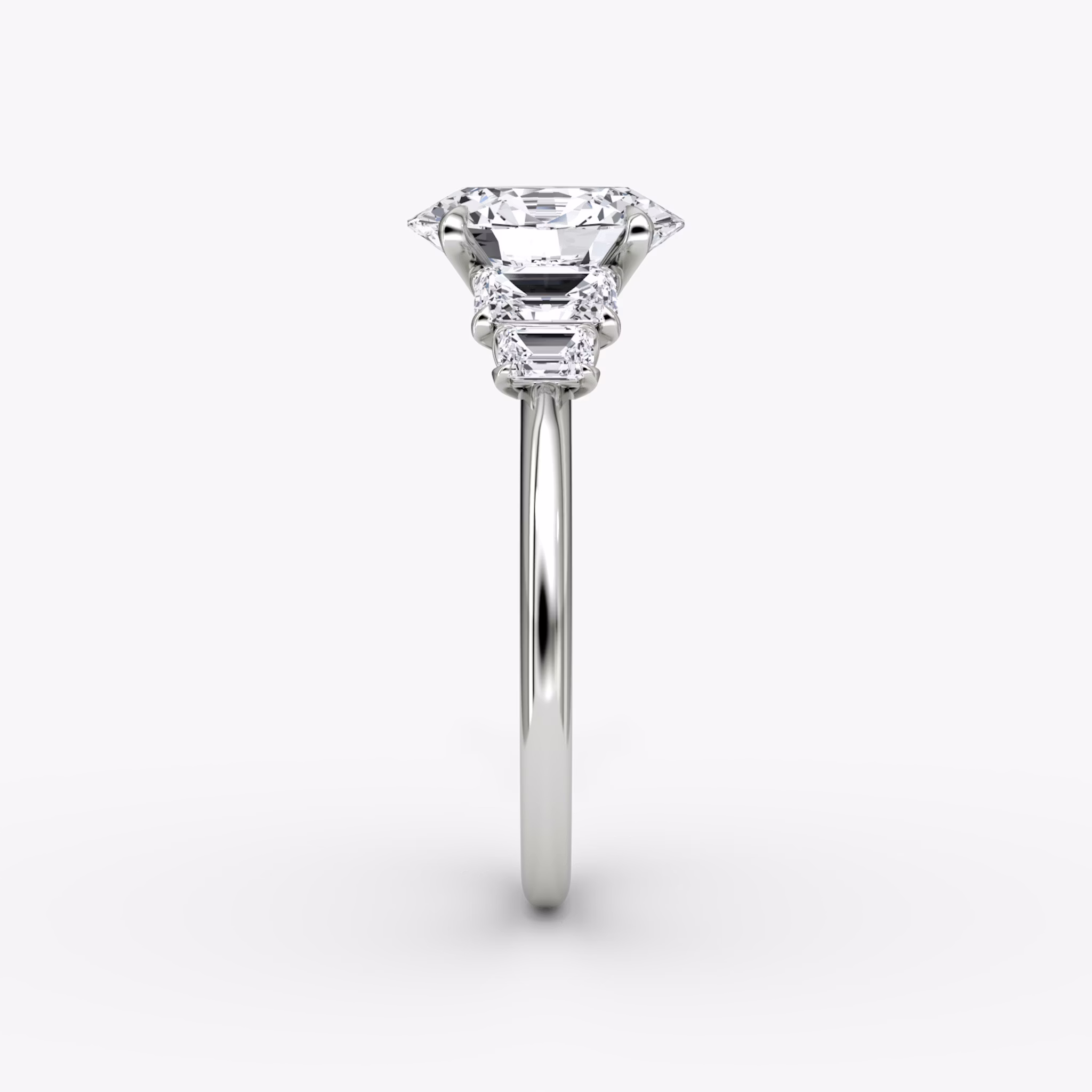 The Statement Five Stone | Oval | 18k | White Gold | bandAccent: Plain | diamondOrientation: vertical | caratWeight: other