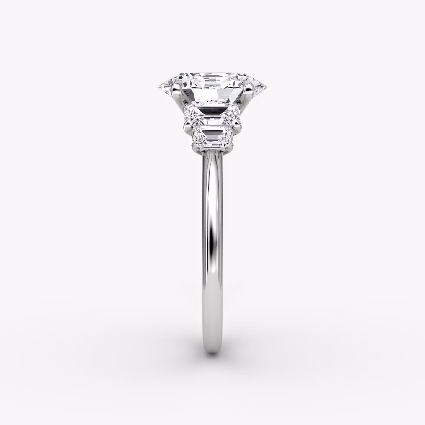 The Statement Five Stone | Oval | 18k | White Gold | bandAccent: Plain | diamondOrientation: vertical | caratWeight: other