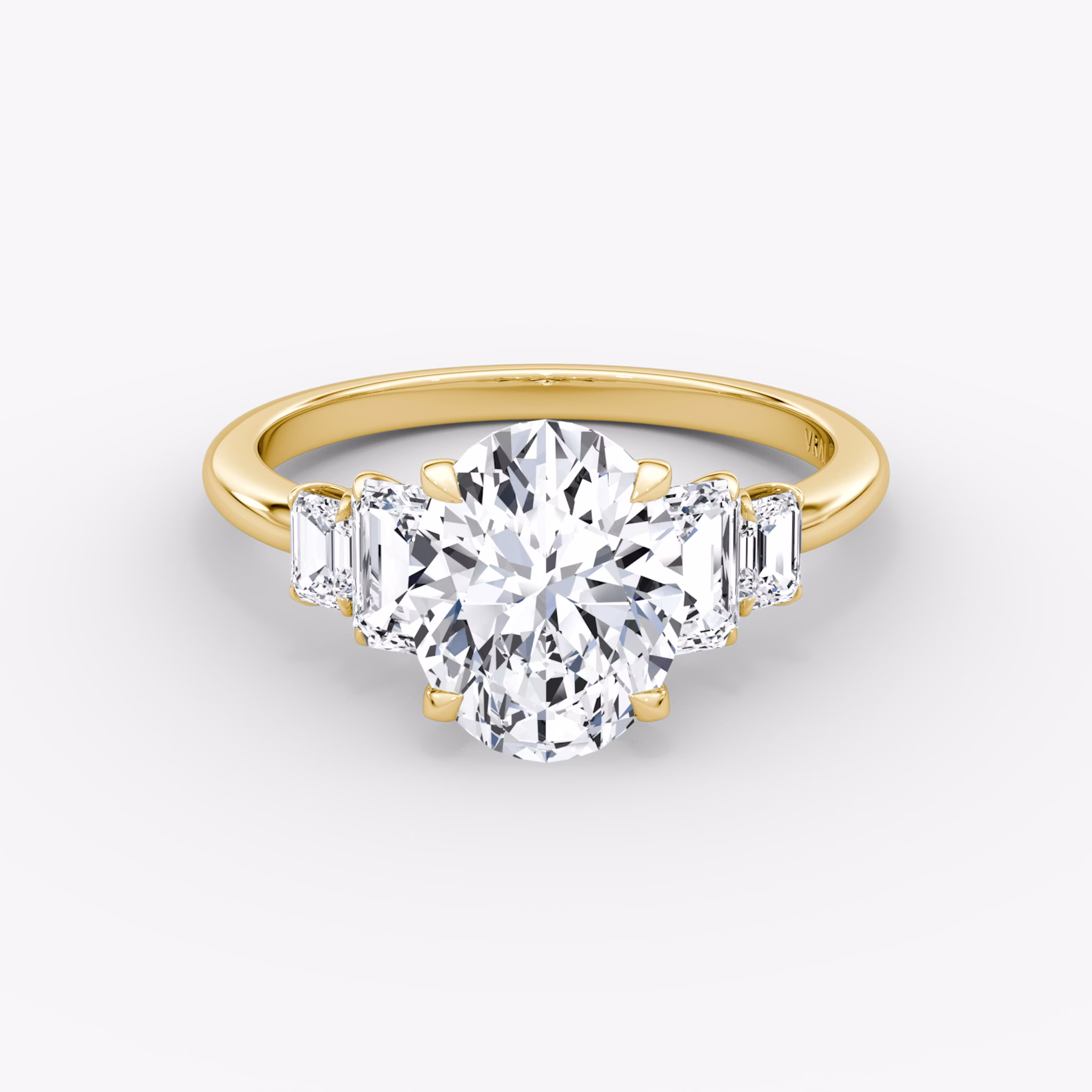 The Statement Five Stone | Oval | 18k | Yellow Gold | bandAccent: Plain | diamondOrientation: vertical | caratWeight: other