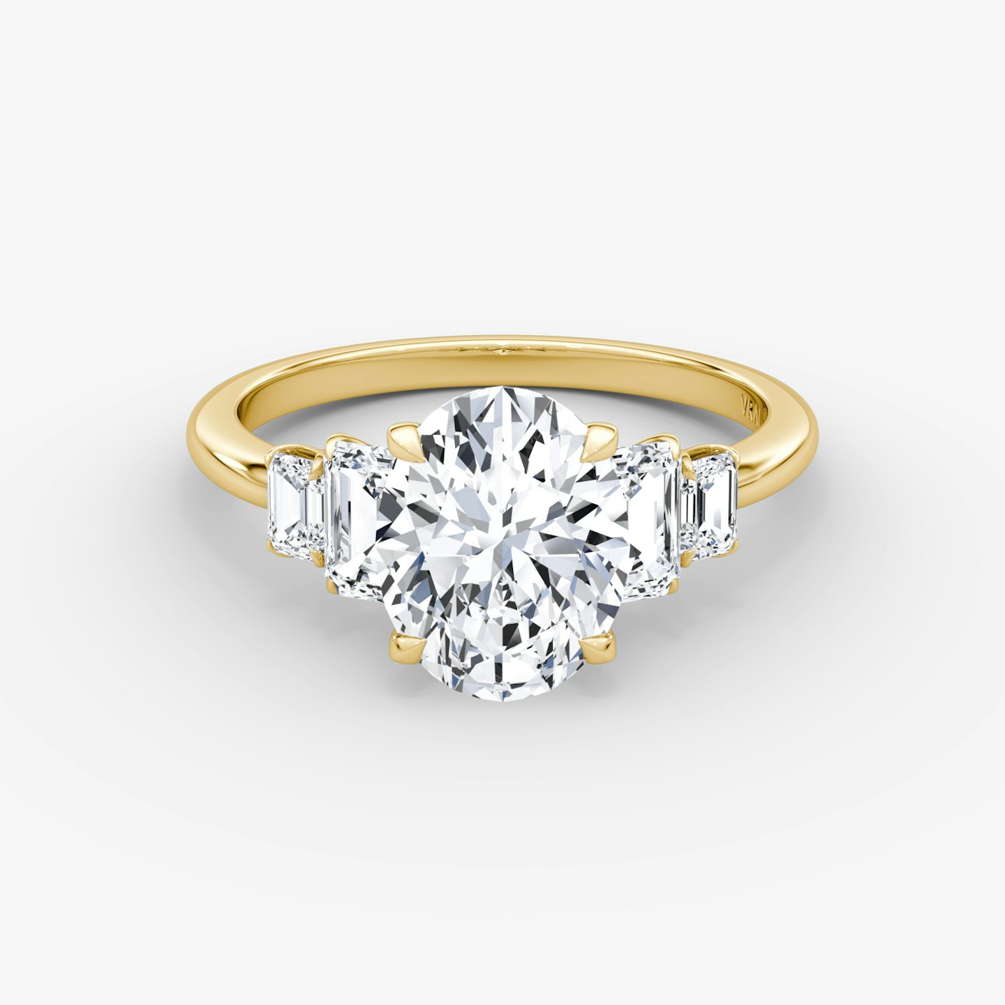 The Statement Five Stone | Oval | 18k | Yellow Gold | bandAccent: Plain | diamondOrientation: vertical | caratWeight: other