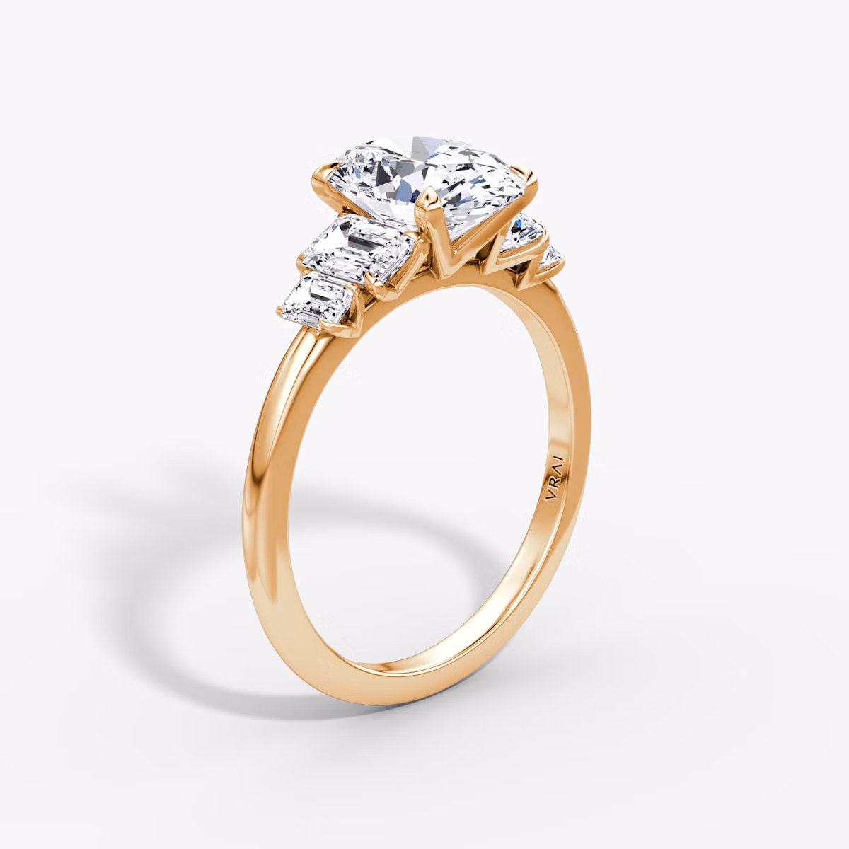 The Statement Five Stone | Oval | 14k | Rose Gold | bandAccent: Plain | diamondOrientation: vertical | caratWeight: other