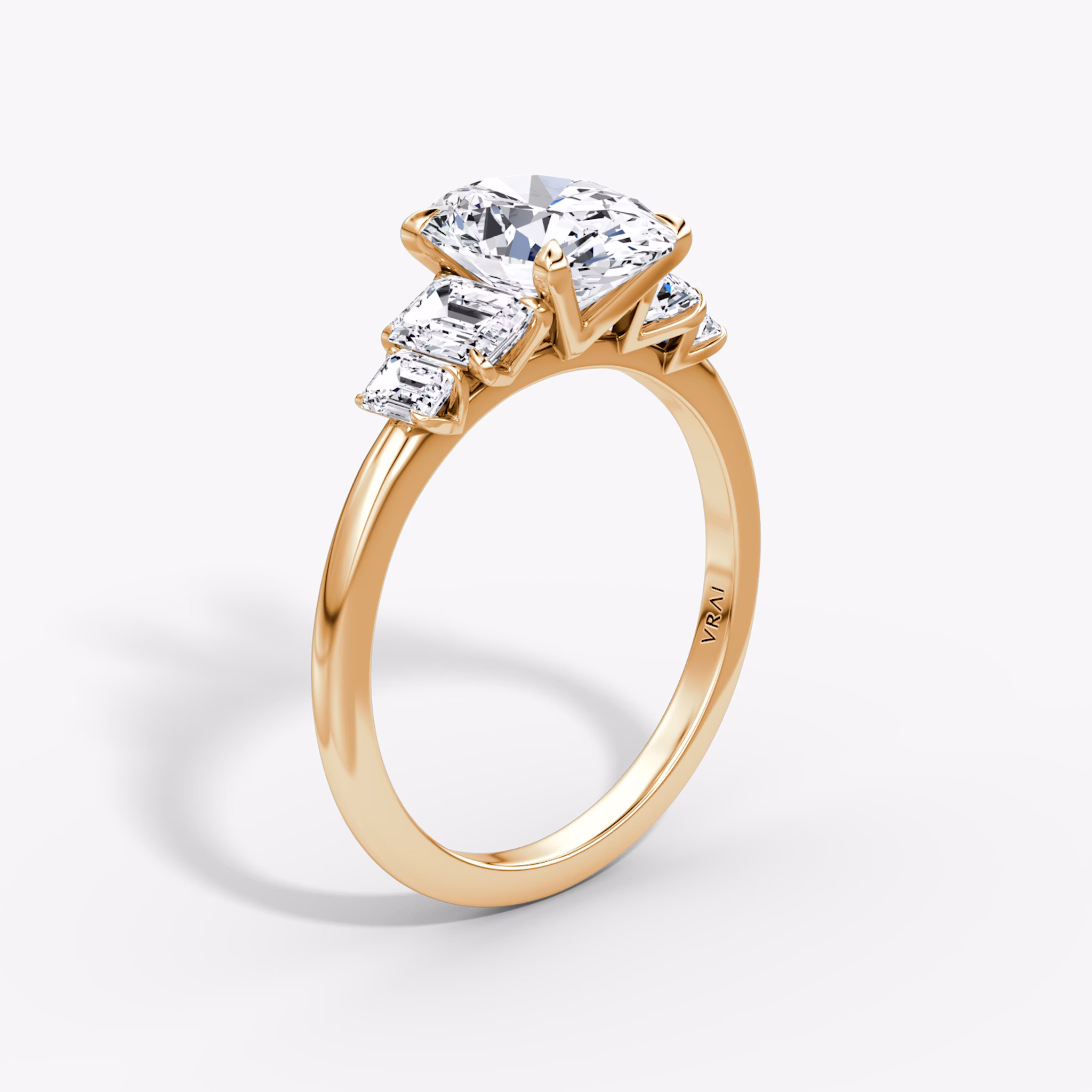 The Statement Five Stone | Oval | 14k | Rose Gold | bandAccent: Plain | diamondOrientation: vertical | caratWeight: other