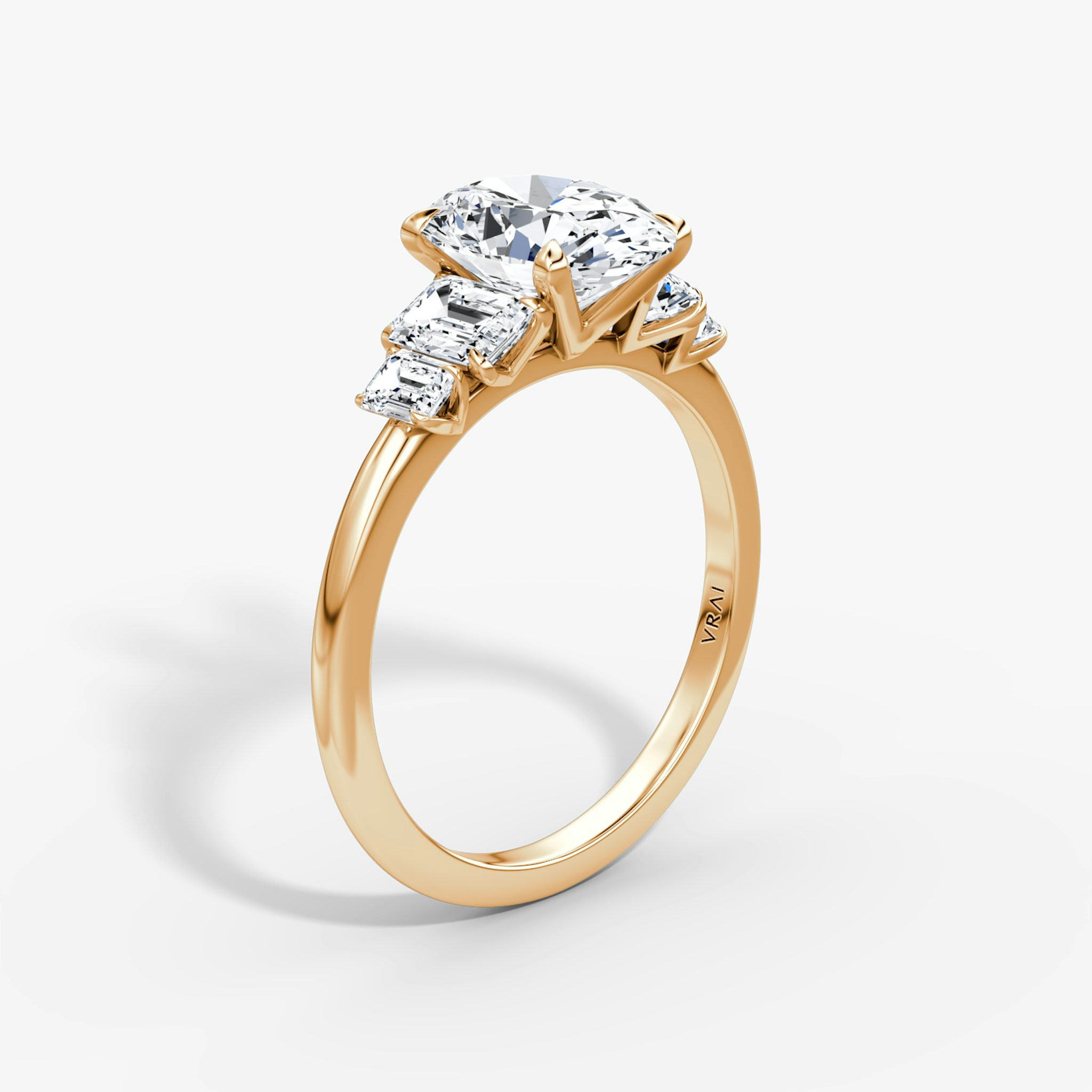 The Statement Five Stone | Oval | 14k | Rose Gold | bandAccent: Plain | diamondOrientation: vertical | caratWeight: other