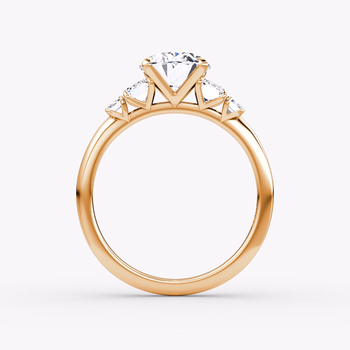 The Statement Five Stone | Oval | 14k | Rose Gold | bandAccent: Plain | diamondOrientation: vertical | caratWeight: other
