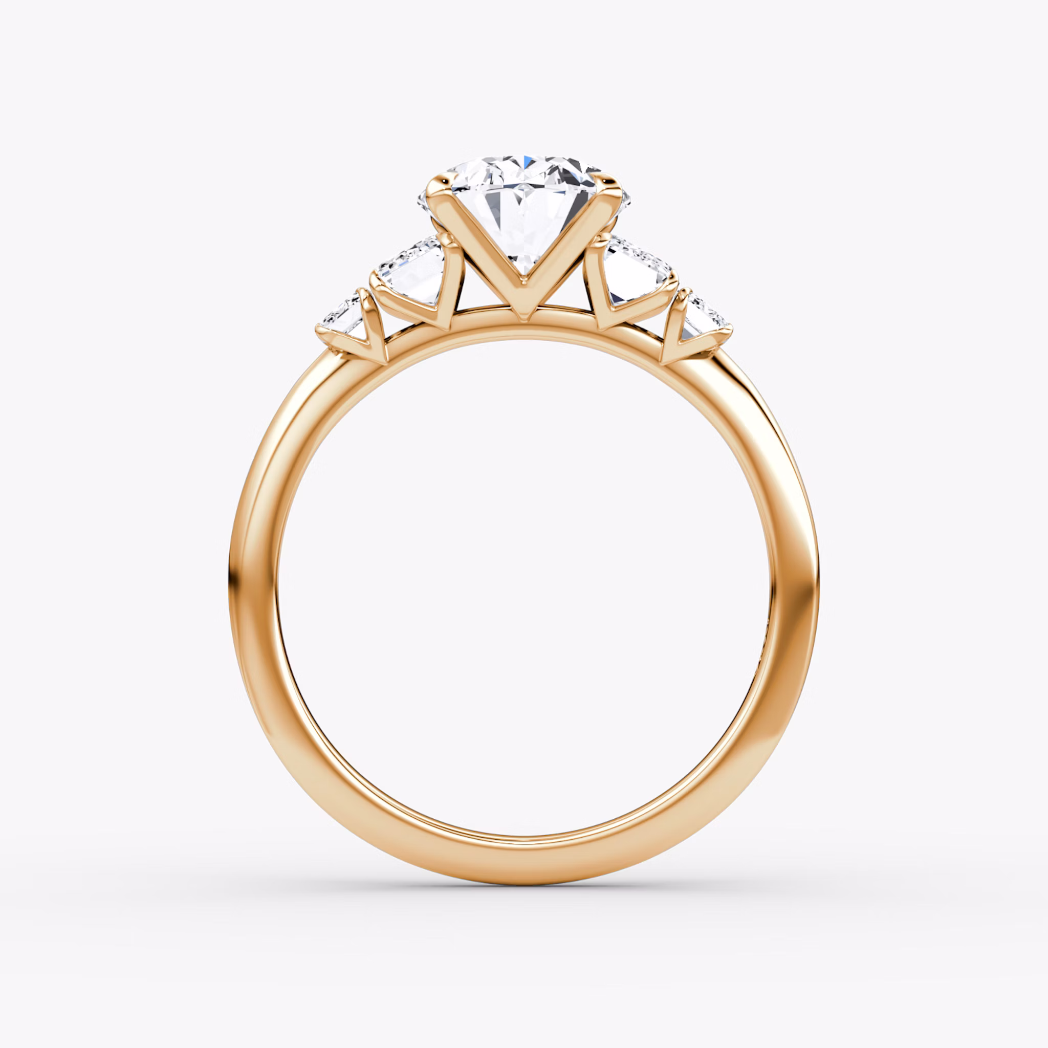 The Statement Five Stone | Oval | 14k | Rose Gold | bandAccent: Plain | diamondOrientation: vertical | caratWeight: other