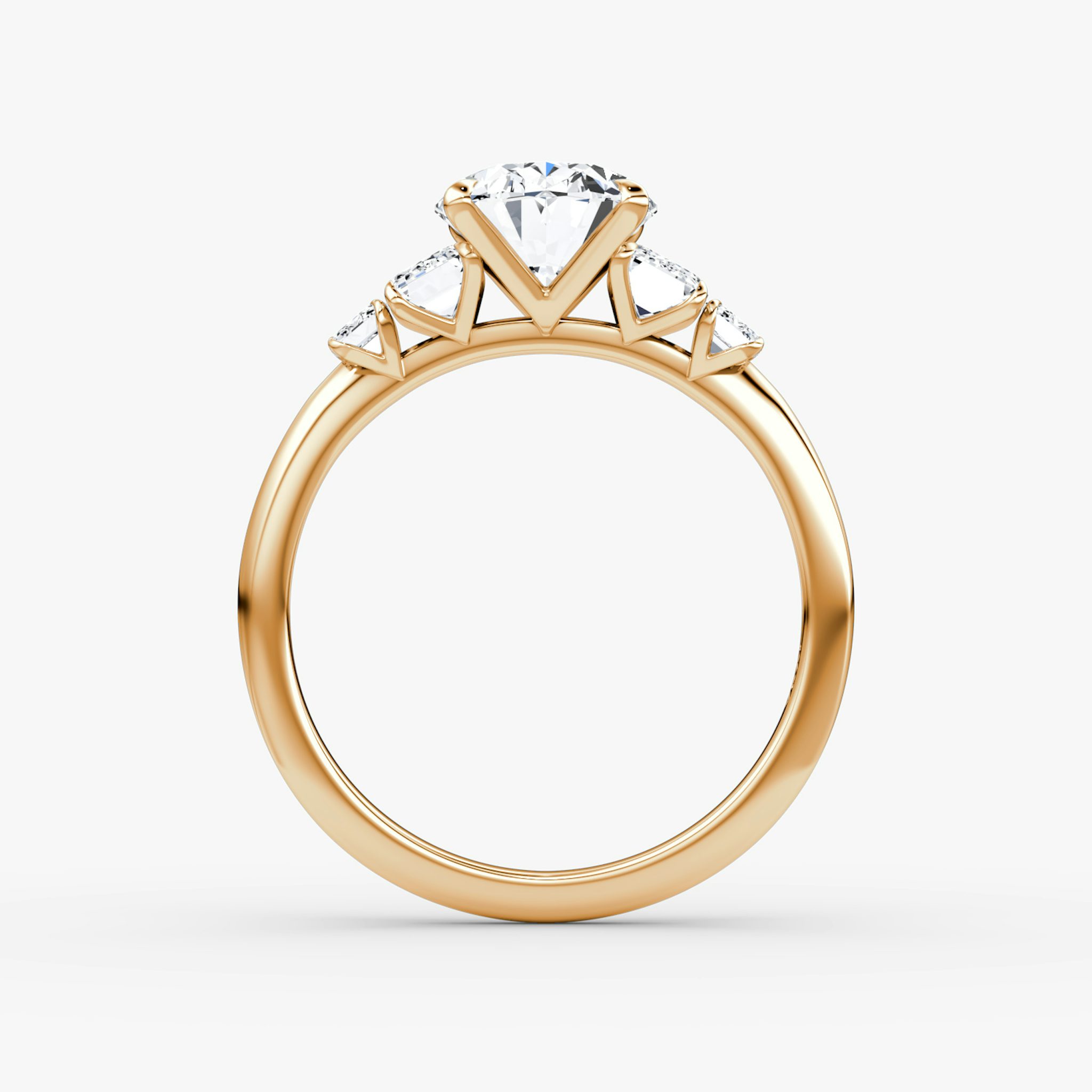 The Statement Five Stone | Oval | 14k | Rose Gold | bandAccent: Plain | diamondOrientation: vertical | caratWeight: other