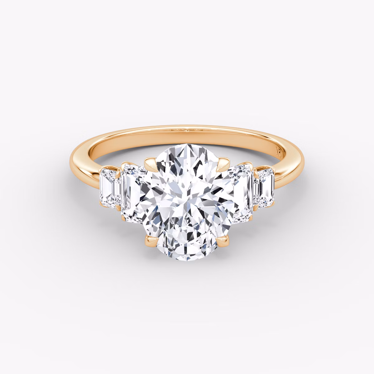 The Statement Five Stone | Oval | 14k | Rose Gold | bandAccent: Plain | diamondOrientation: vertical | caratWeight: other