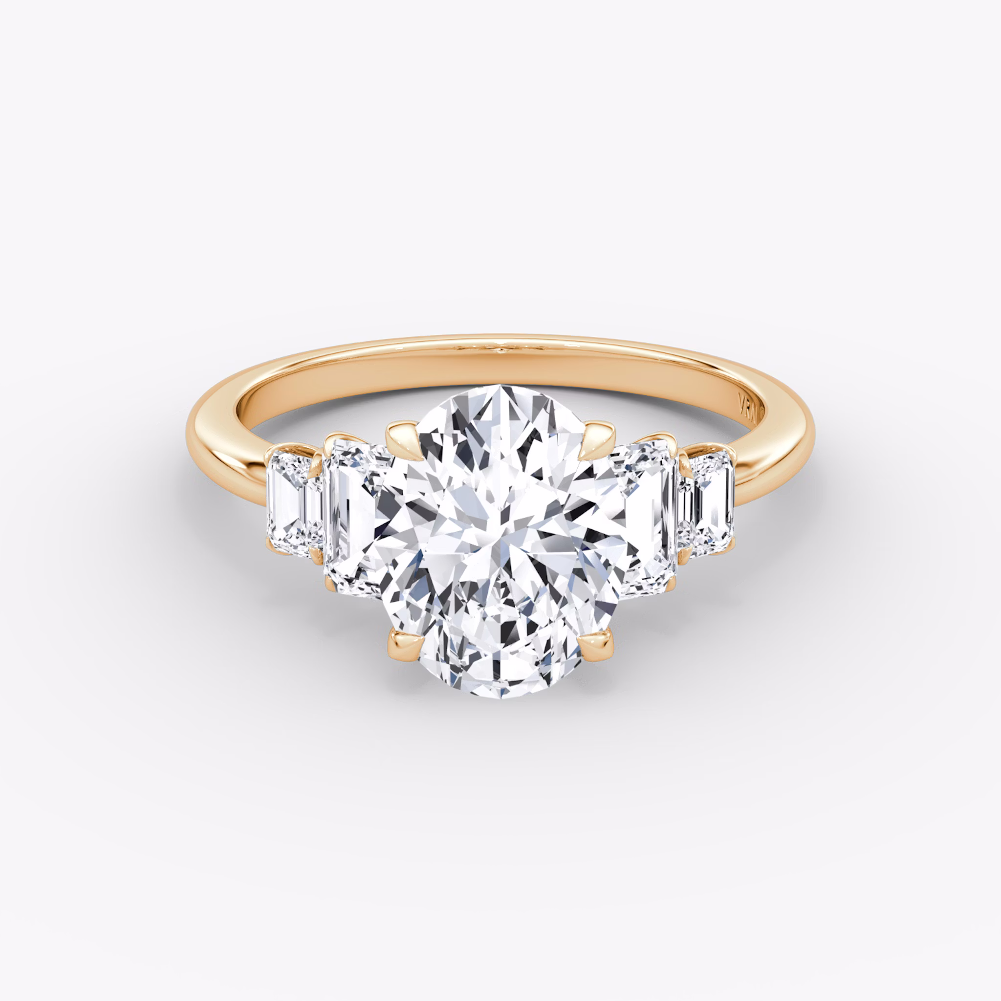 The Statement Five Stone | Oval | 14k | Rose Gold | bandAccent: Plain | diamondOrientation: vertical | caratWeight: other