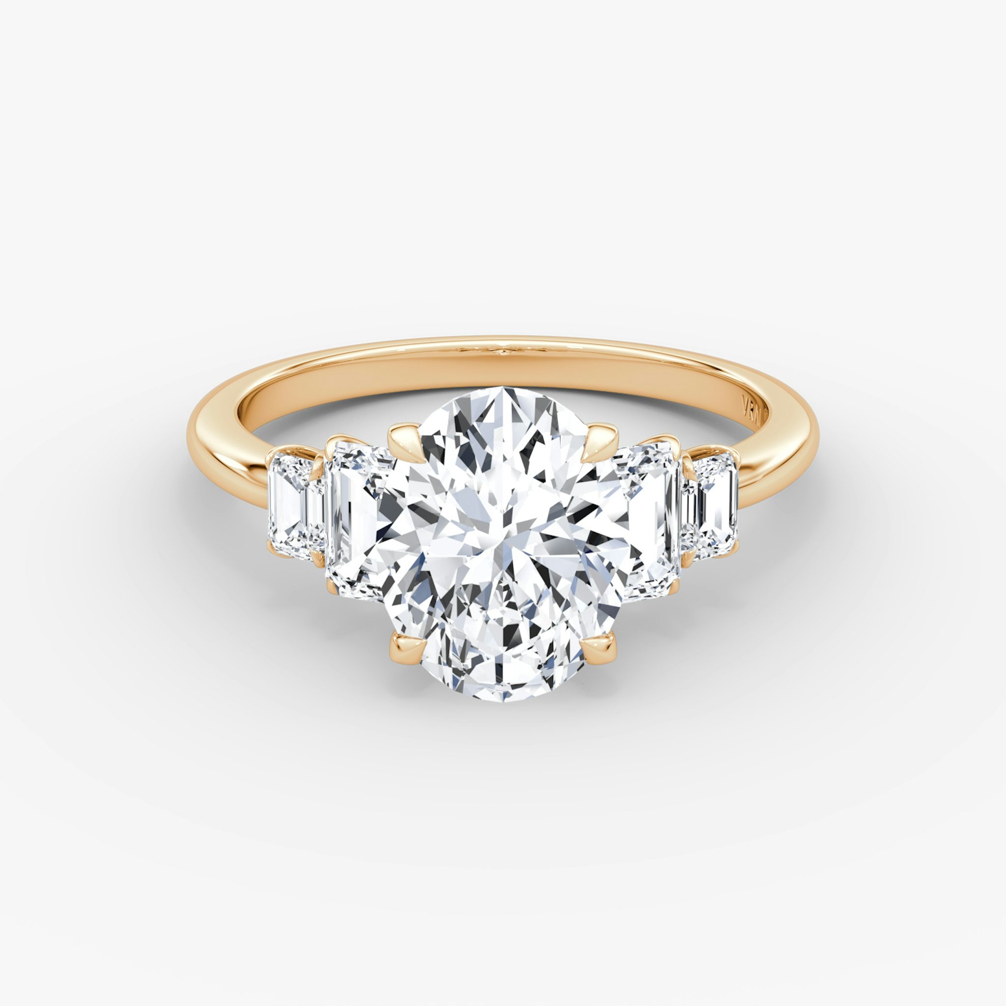 The Statement Five Stone | Oval | 14k | Rose Gold | bandAccent: Plain | diamondOrientation: vertical | caratWeight: other
