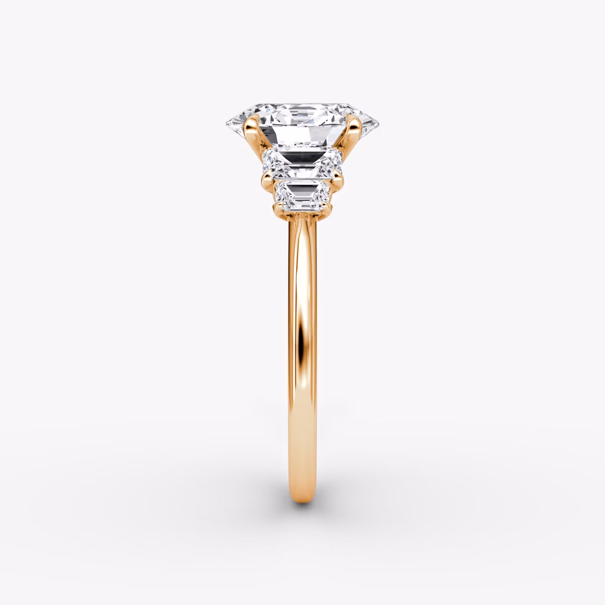 The Statement Five Stone | Oval | 14k | Rose Gold | bandAccent: Plain | diamondOrientation: vertical | caratWeight: other
