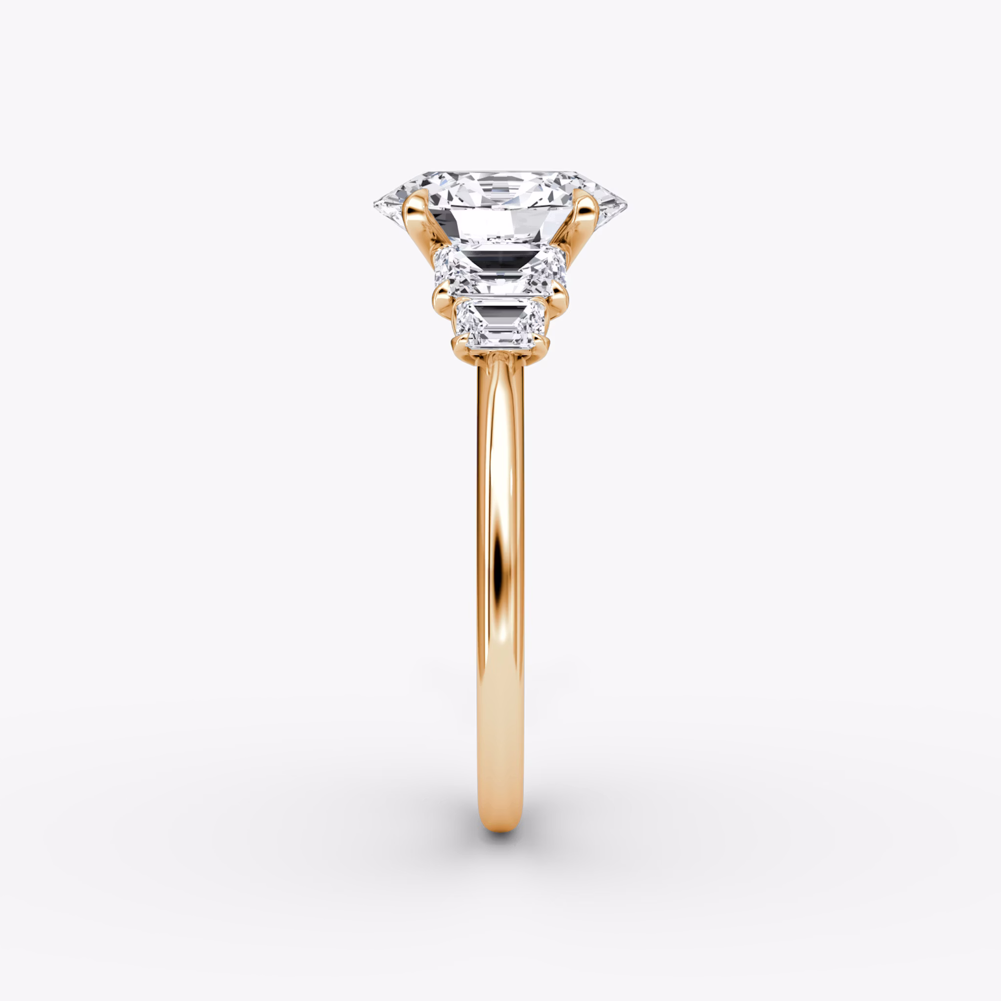 The Statement Five Stone | Oval | 14k | Rose Gold | bandAccent: Plain | diamondOrientation: vertical | caratWeight: other