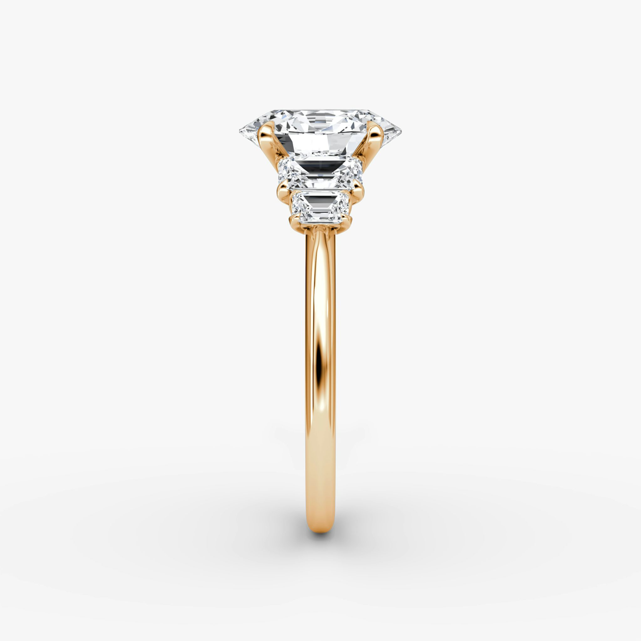 The Statement Five Stone | Oval | 14k | Rose Gold | bandAccent: Plain | diamondOrientation: vertical | caratWeight: other