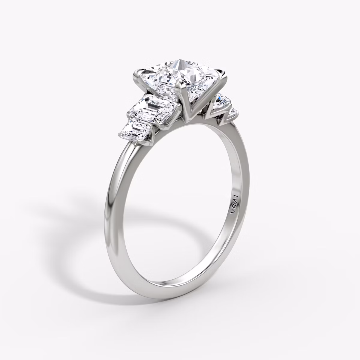 The Statement Five Stone | Princess | 18k | White Gold | bandAccent: Plain | diamondOrientation: vertical | caratWeight: other