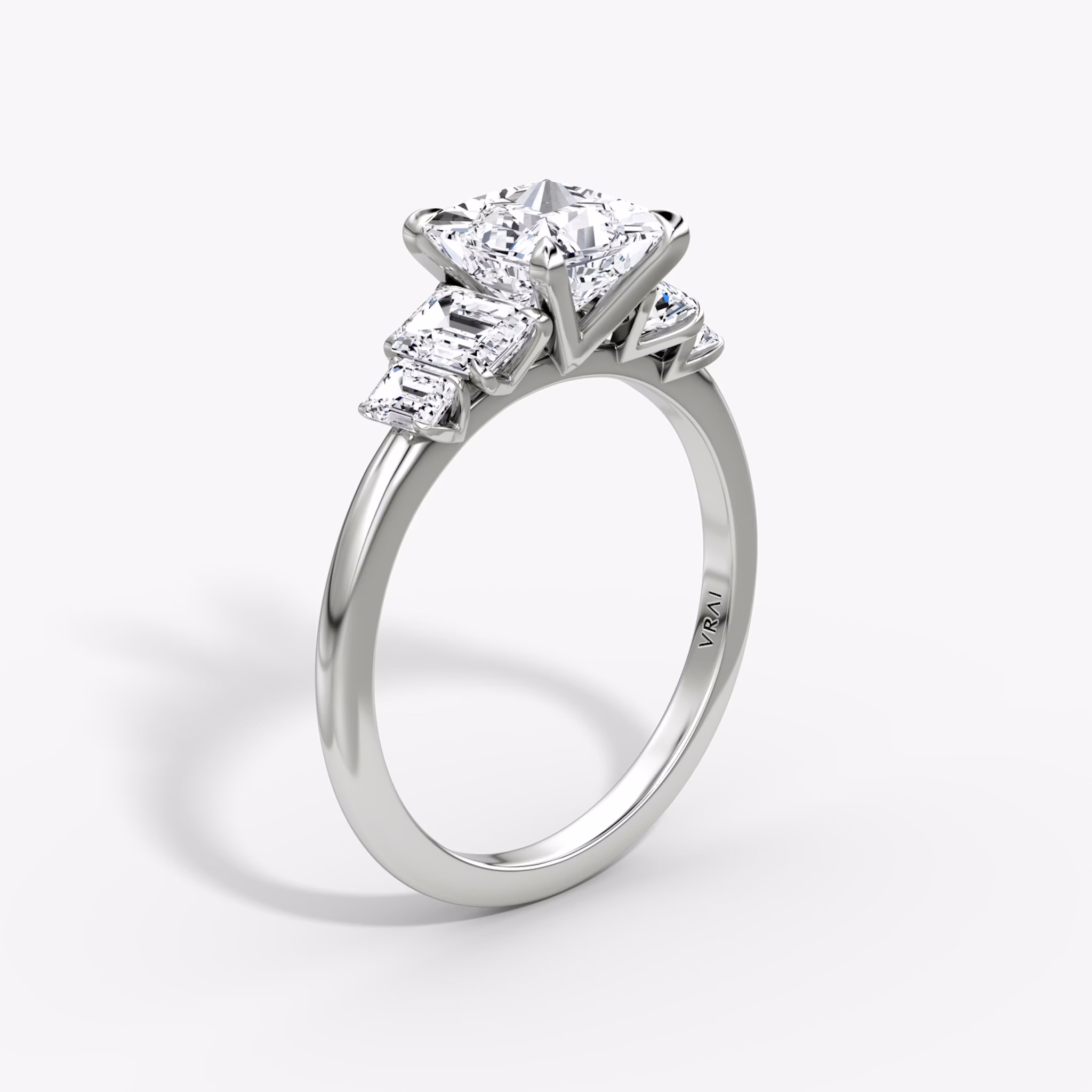 The Statement Five Stone | Princess | Platinum | bandAccent: Plain | diamondOrientation: vertical | caratWeight: other